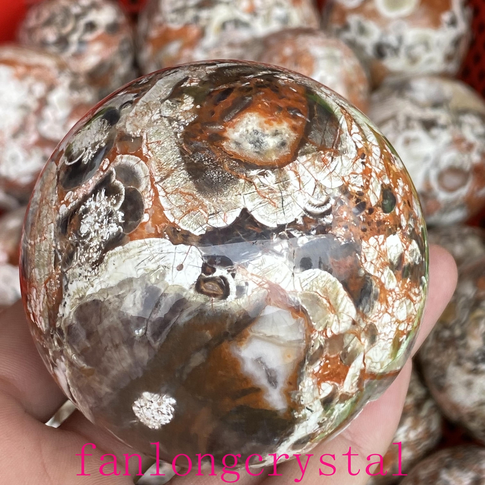 1pc Natural Mexican Agate Ball Sphere Quartz Crystal Mineral Reike Healing 50mm+