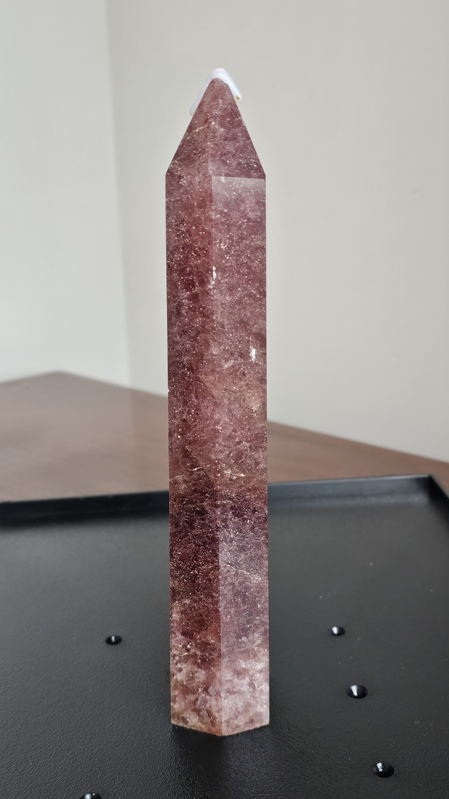 9in Strawberry Quartz Tower (Obelisk) Natural Crystal (6″ Base Circumference)