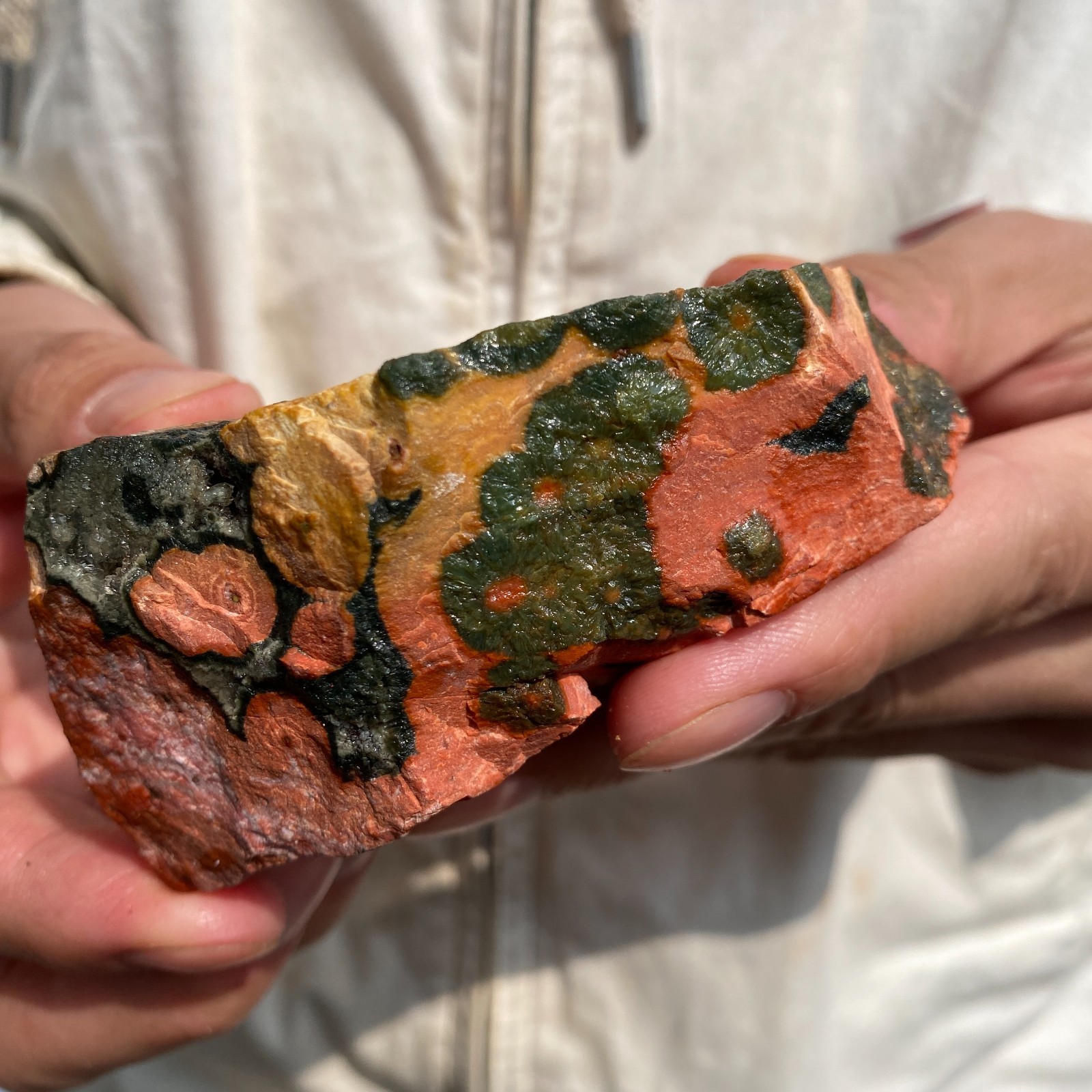 340G Rare Natural Raw Ocean Jasper Rough Quartz Crystal Mineral SpecimeM