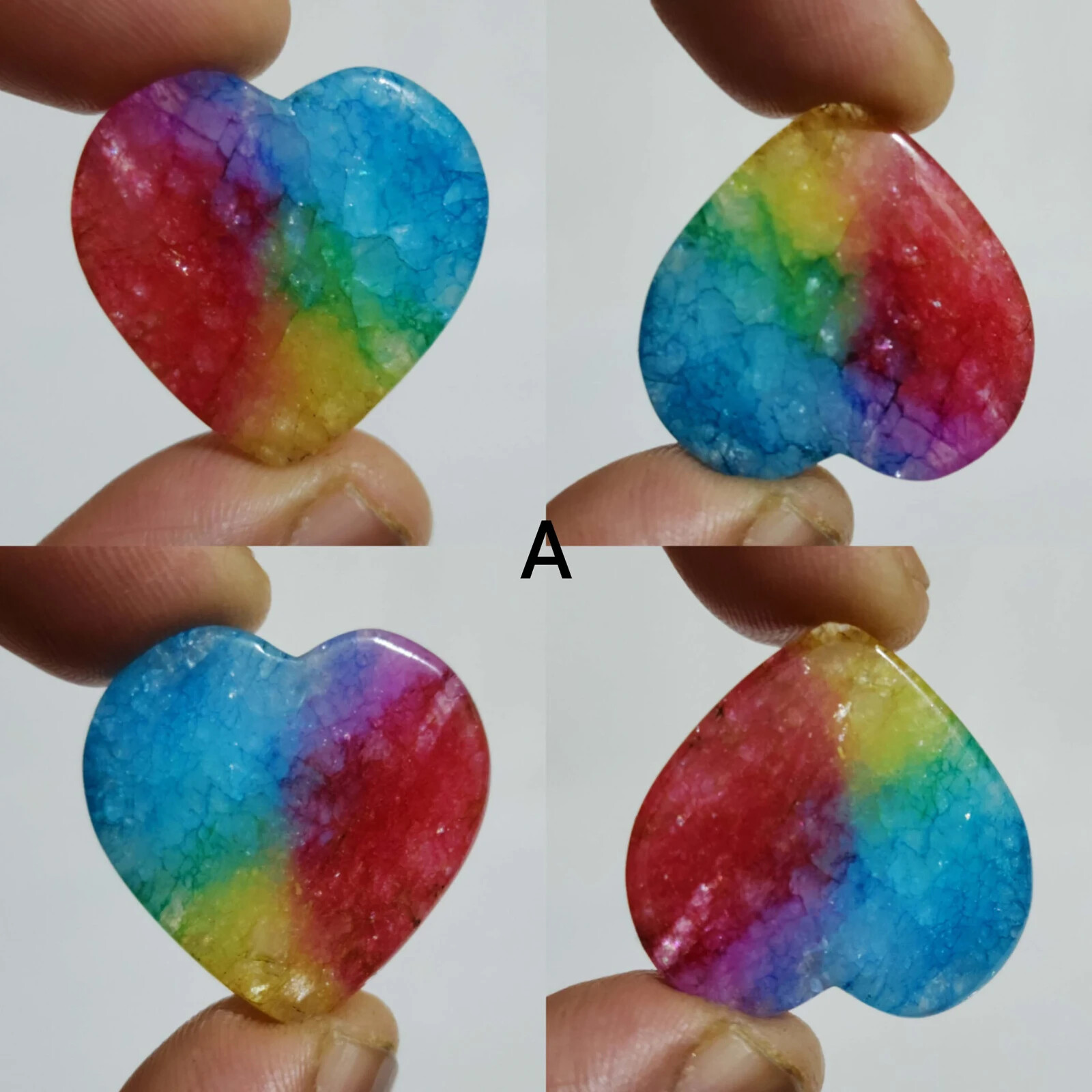 AAA+ Rainbow Solar Quartz Heart Shape Cabochon Loose Gemstone For Making Jewelry