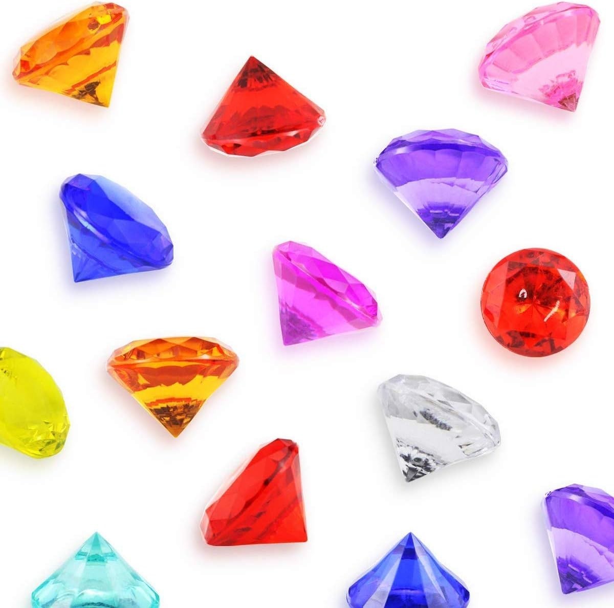 50 PCS Acrylic Crystal 20mm Round Diamond Crystals Treasure, Chest Hunt