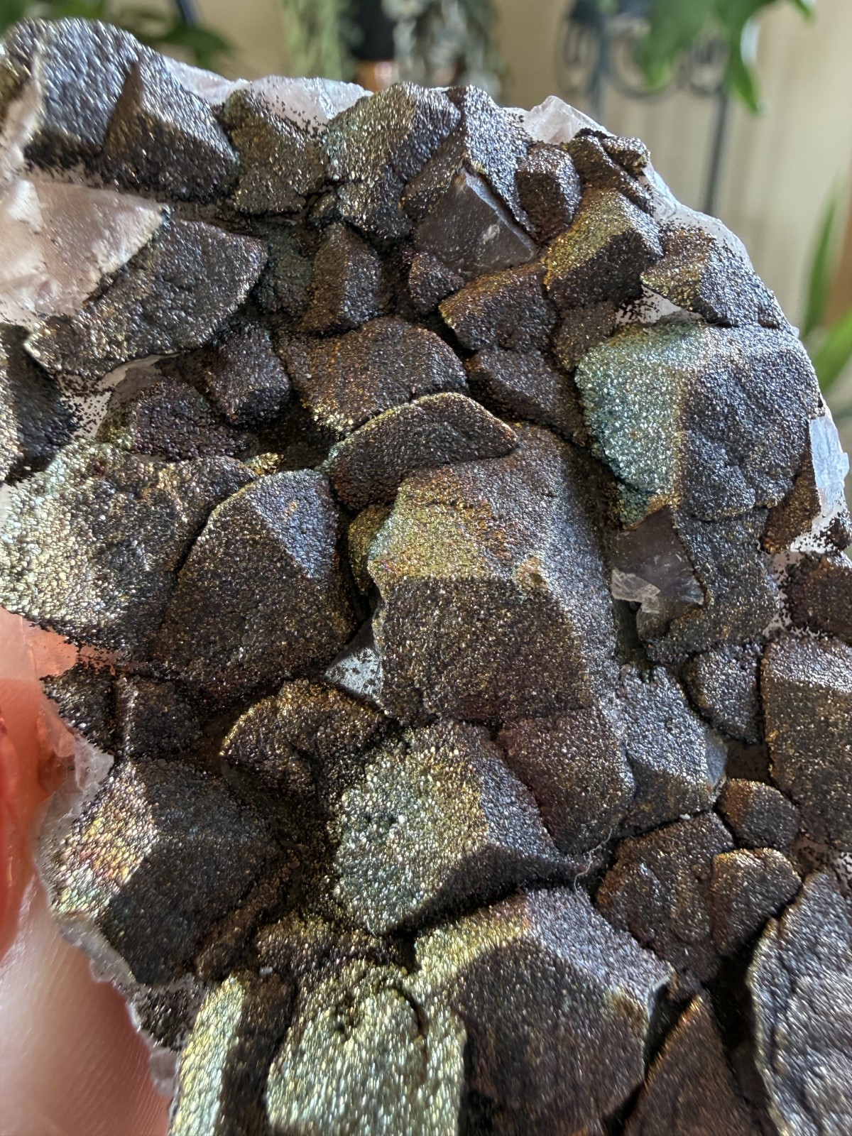 Calcite Crystal Cluster w/Rainbow Chalcopyrite – Hubei Province, China – .185lbs