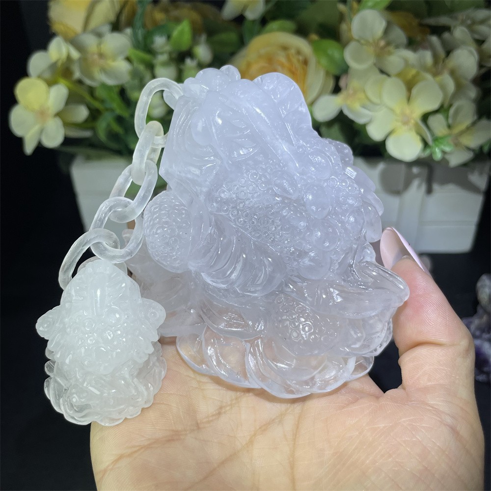 1.2LB 4.9″ Natural Clear Quartz Toad Hand Carved Crystal Quartz Mineral Gift
