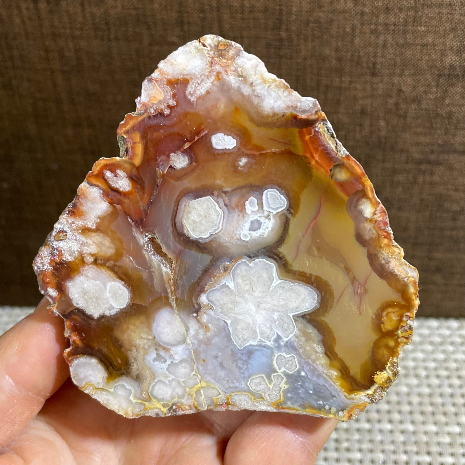 198g atural Sakura Agate Blossom Facet Rough Specimen Madagascar