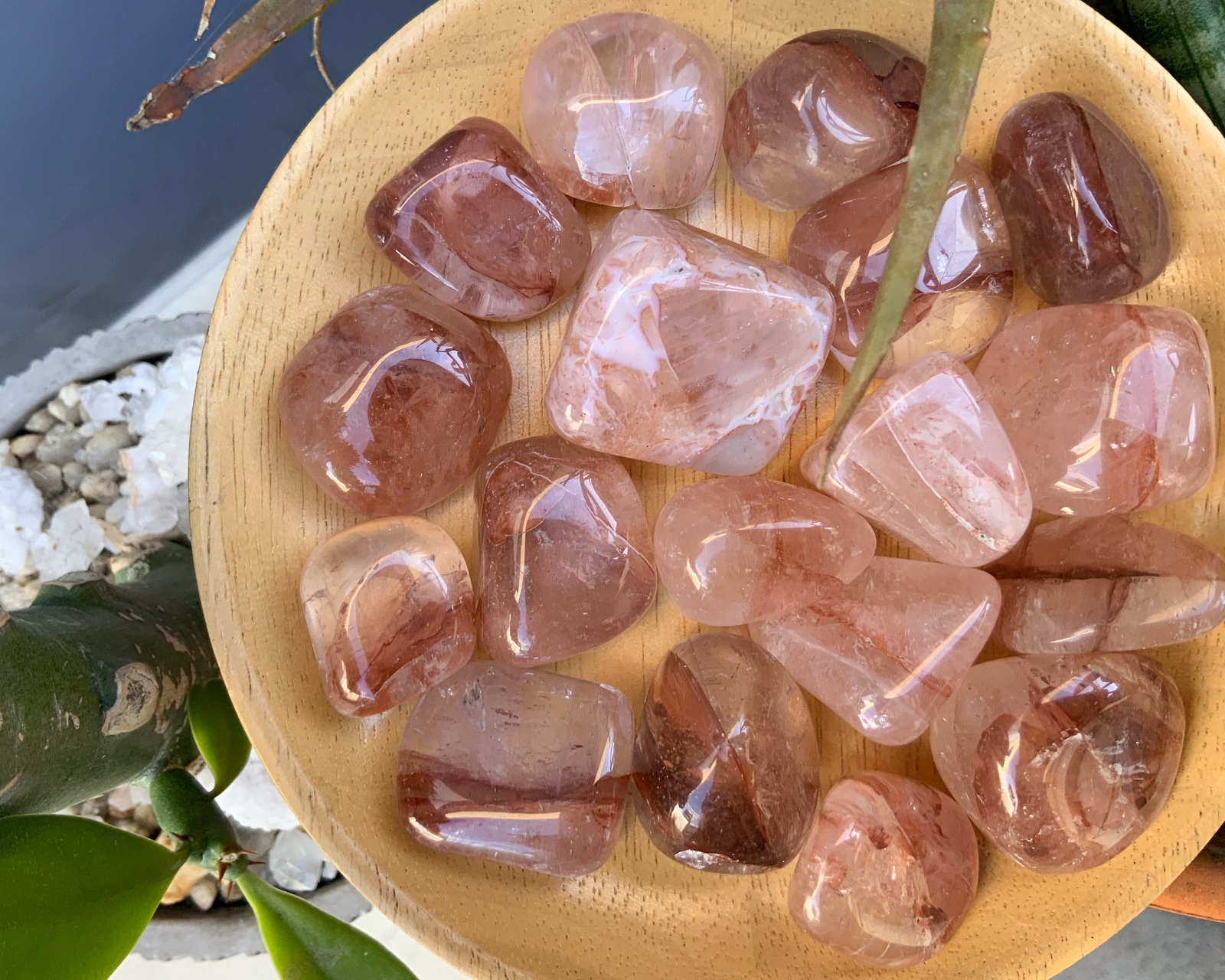 fire quartz tumbled stone tumble red hematoid quartz pebble polished pocket ston