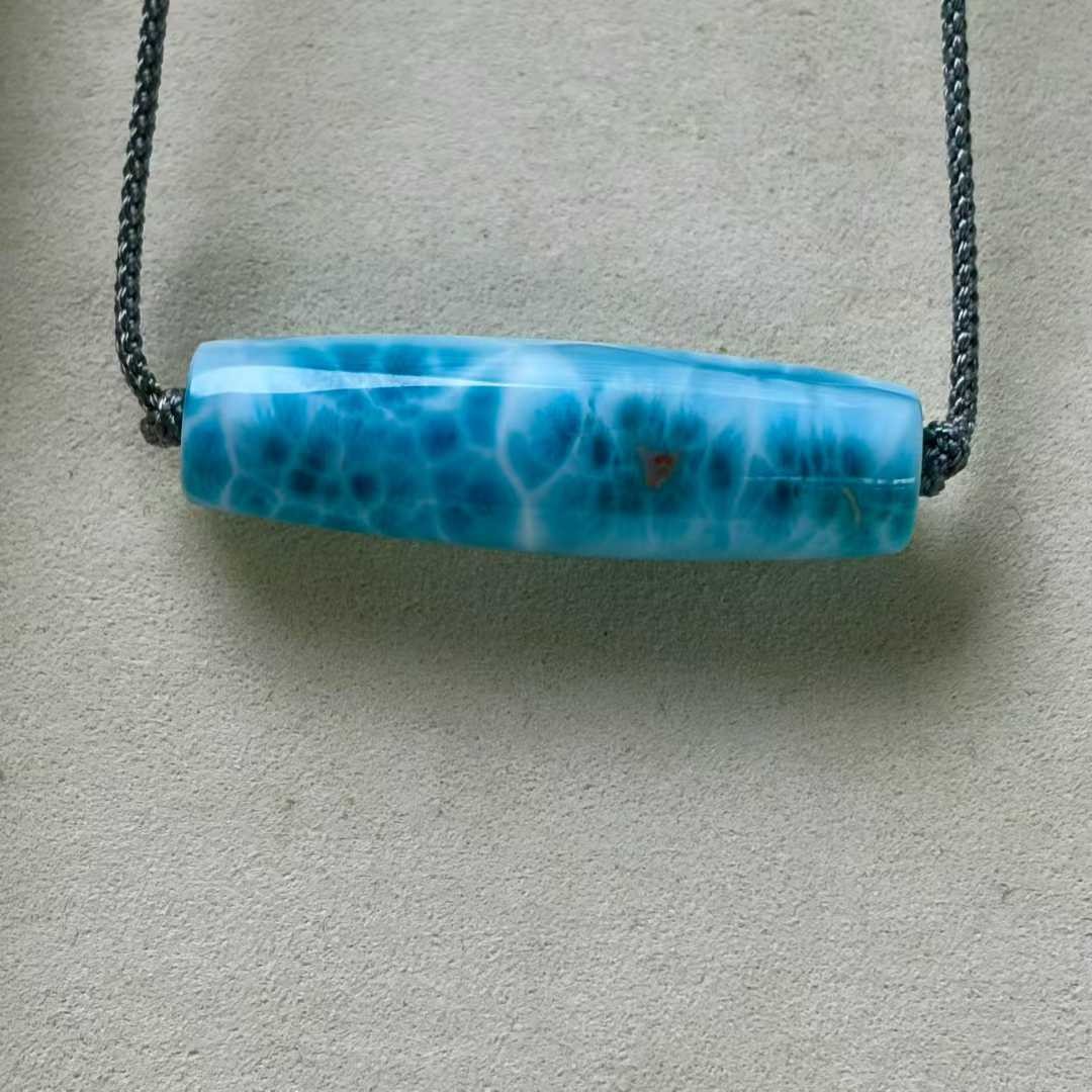 46*13*11mm Natural larimar Quartz Crystal dzi pendant Mineral gem Reiki energy