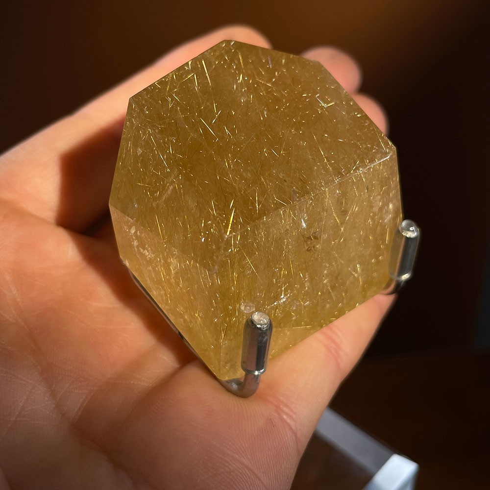 AAA+ Golden Rutilated Quartz Freeform on Stand | High Grade Gold Rutile Specimen
