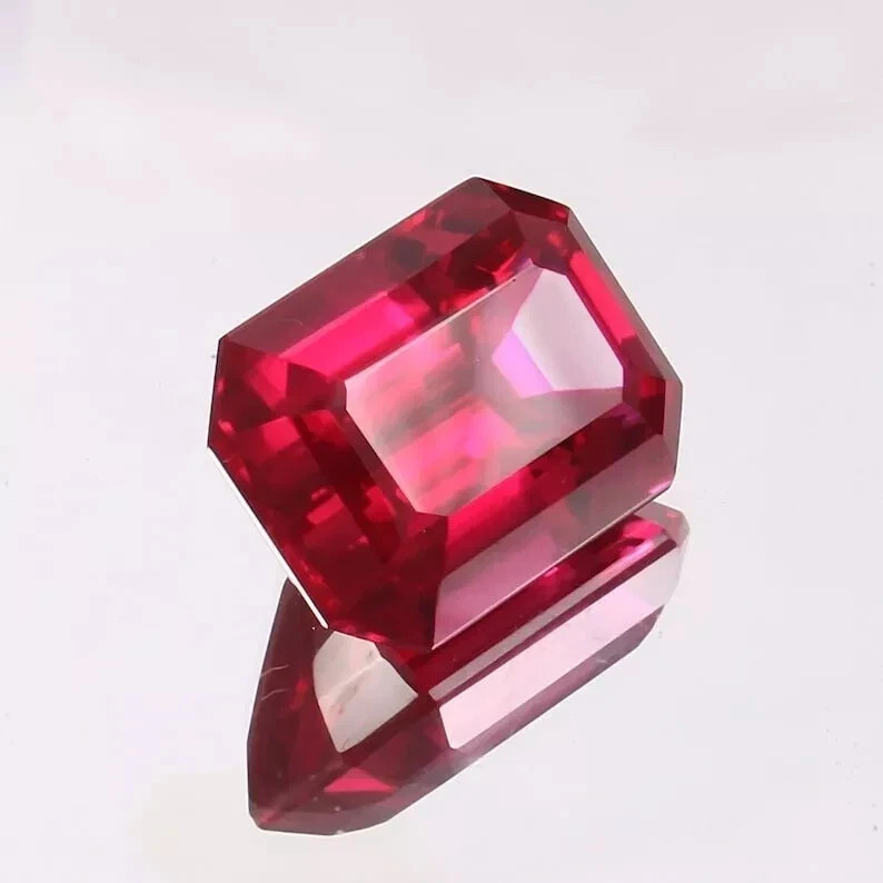 Certified Natural Burmese Flawless Red Ruby 10.75 Ct+ Emerald Cut Loose Gemstone