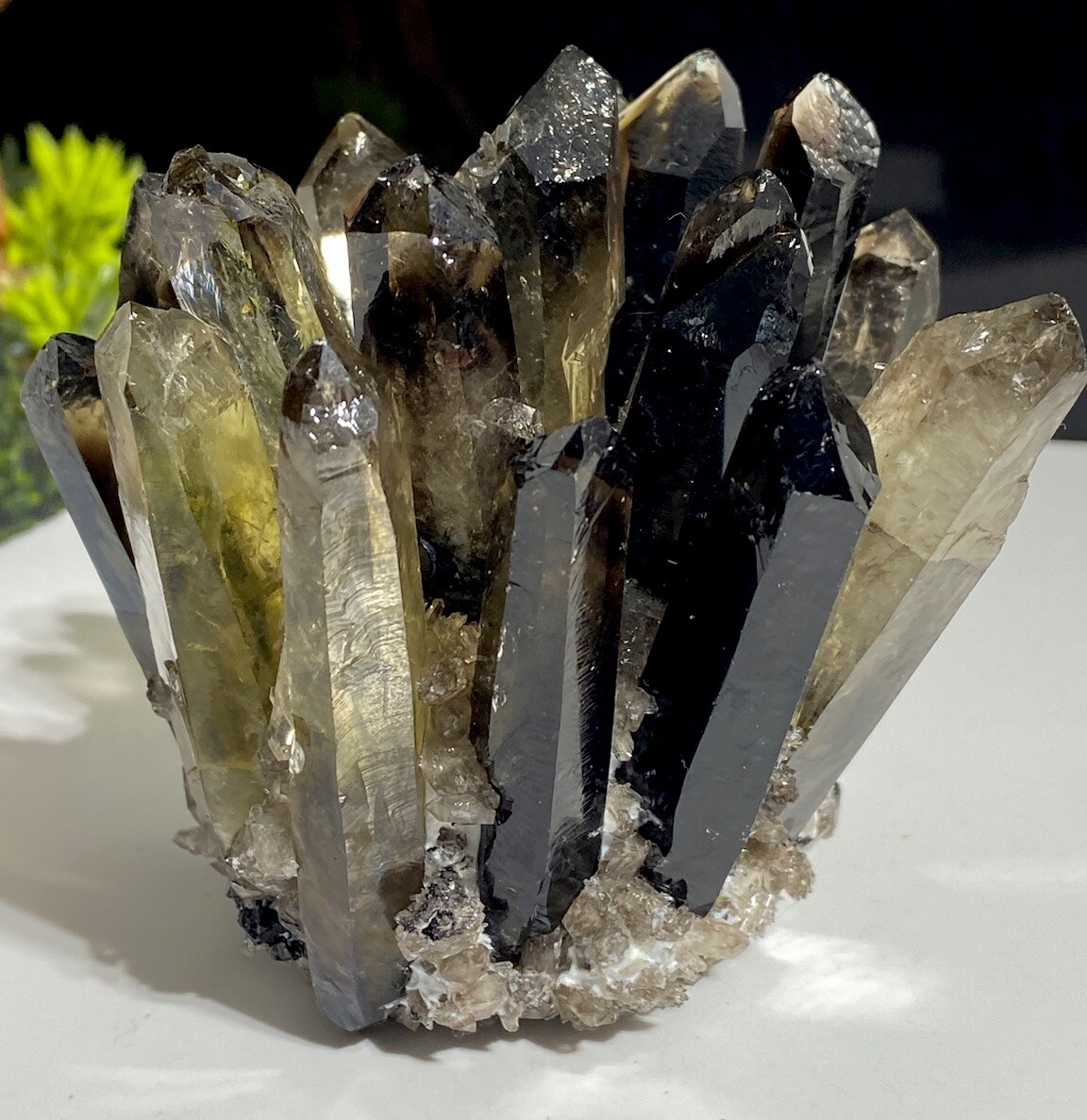 Large 210g, 80mm Smoky Quartz Crystal Cluster With All Extrusions Intact
