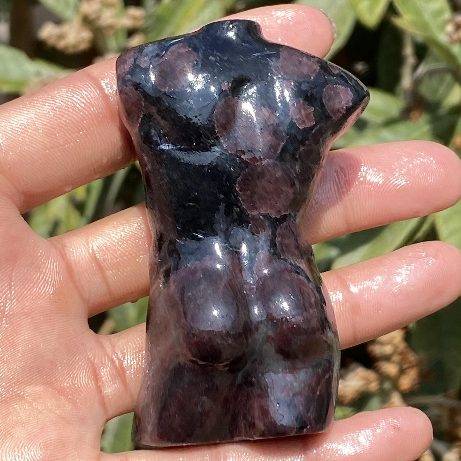 3in Natural Garnet male Quartz Crystal skull Body Sculpture Reiki 1PC