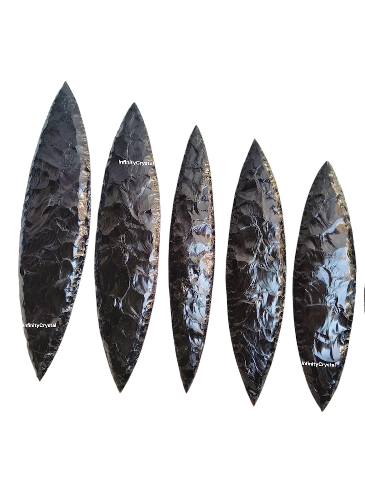 Large Black Obsidian Leaf Point Spearhead Handcrafted Arrowhead Display Piece.