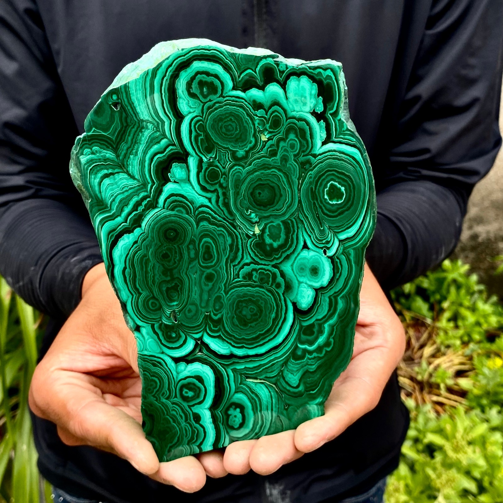 1.87LB Natural malachite slice quartz crystal luster mineral specimen