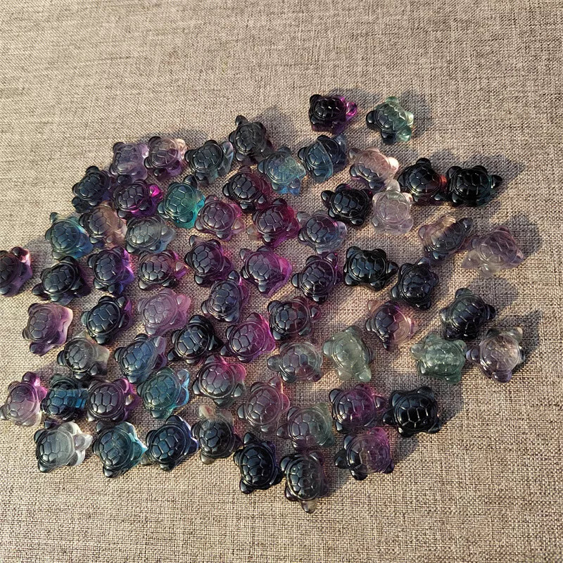 10pcs Natural Fluorite Turtle Mini Quartz Tortoise Carved Crystal Skull Healing