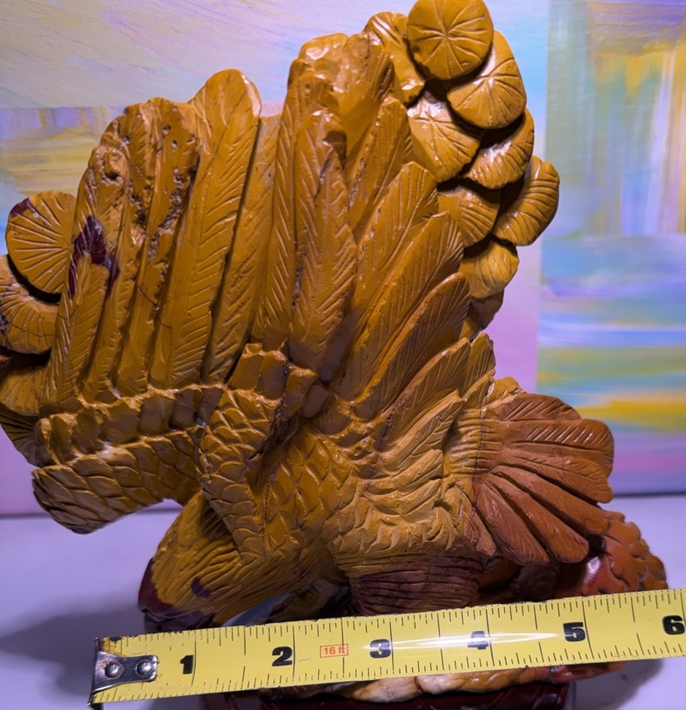 Carved stone Eagle Bird Figurine Sculpture on Base, Approx 6in W x 8in T