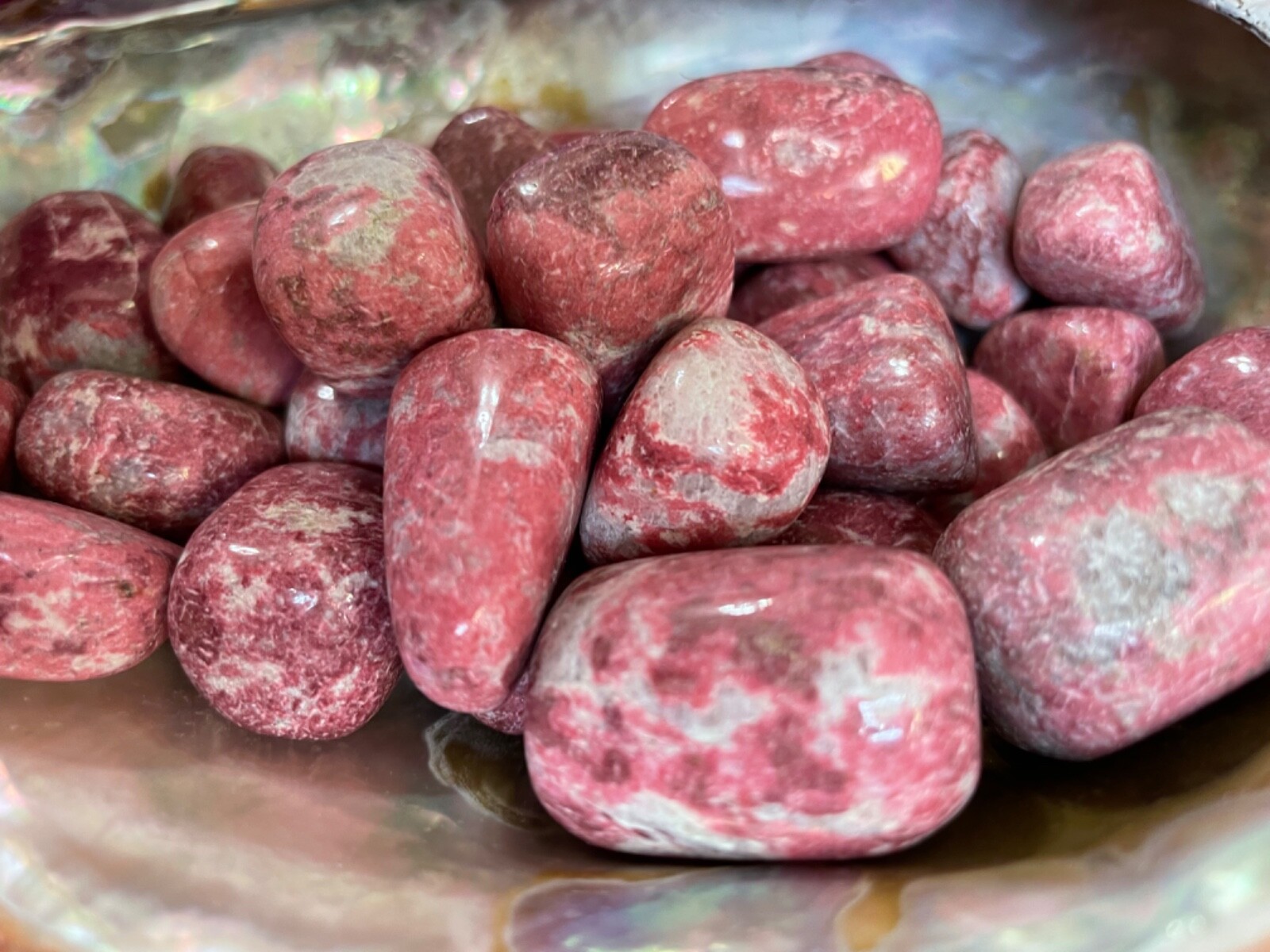 1X Pink Thulite Tumbled Stone 20-25mm Reiki Healing Crystal Speaking Introverts