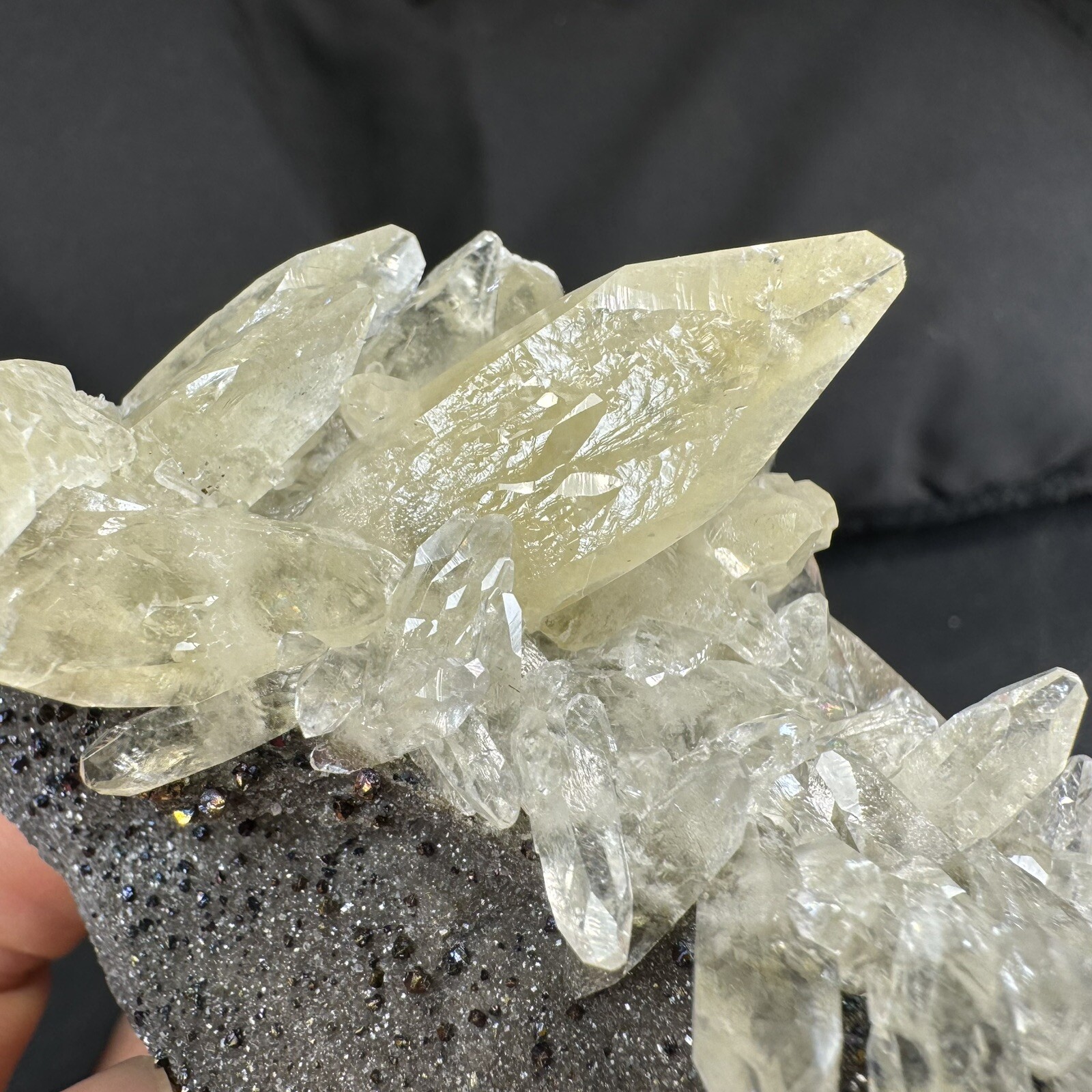 Golden Calcite Crystals with Chalcopyrite on Matrix / Missouri