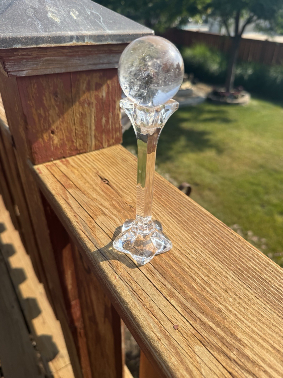 108g Natural Clear Tourmalinated Quartz Crystal Sphere Brazil With Stand
