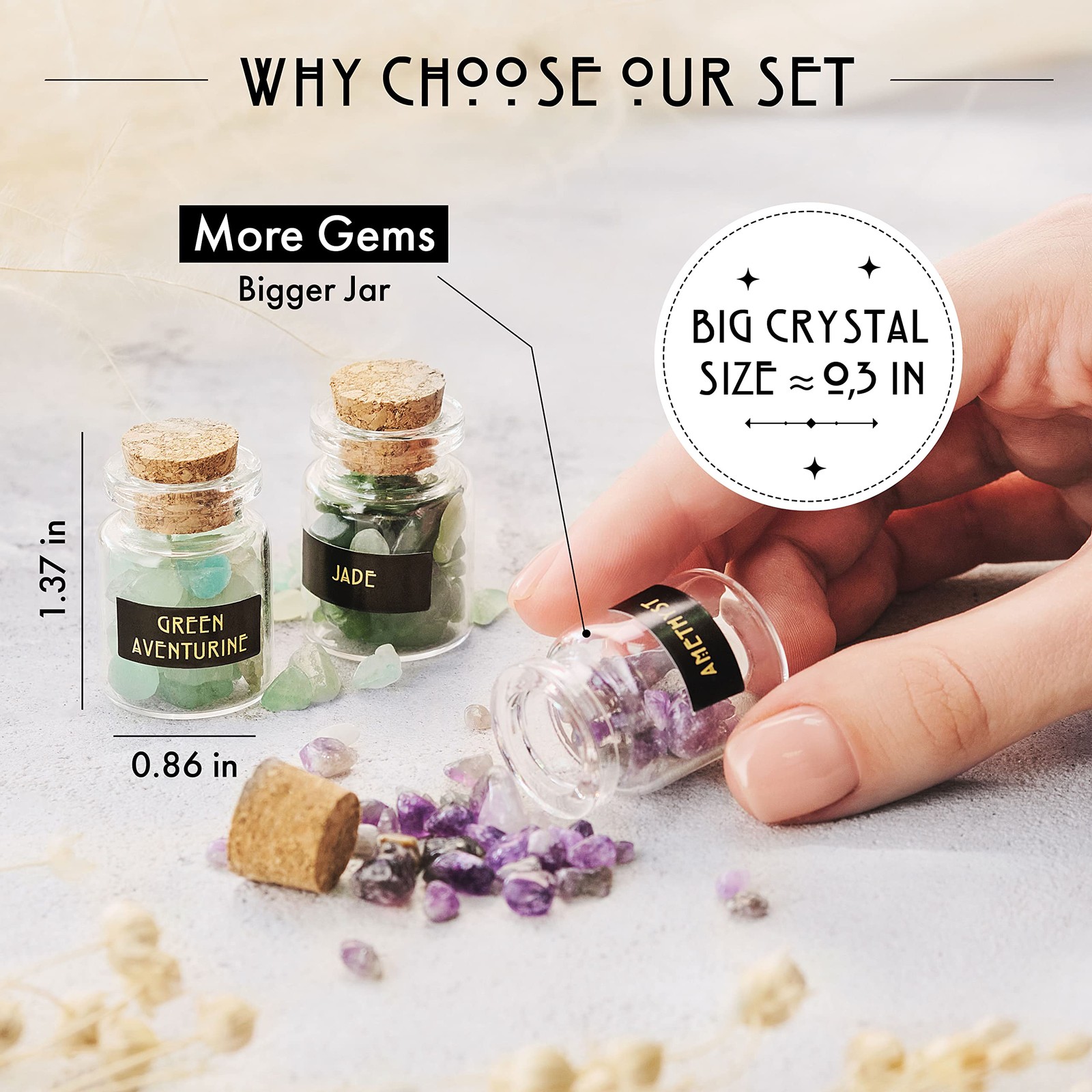 Mini Healing Crystals Set – 50 PCS for Witchcraft, Spell Jars, Beginners