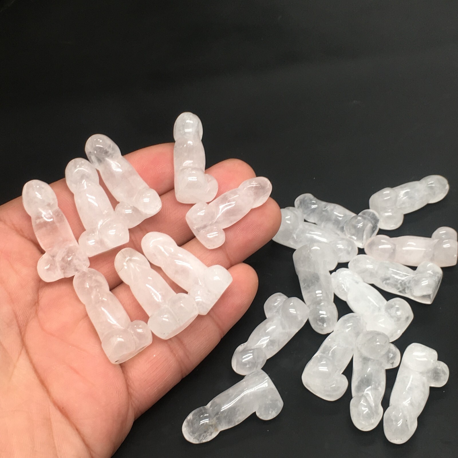 5pcs Natural white Male penis Quartz crystal Figurines Gem reiki healing random