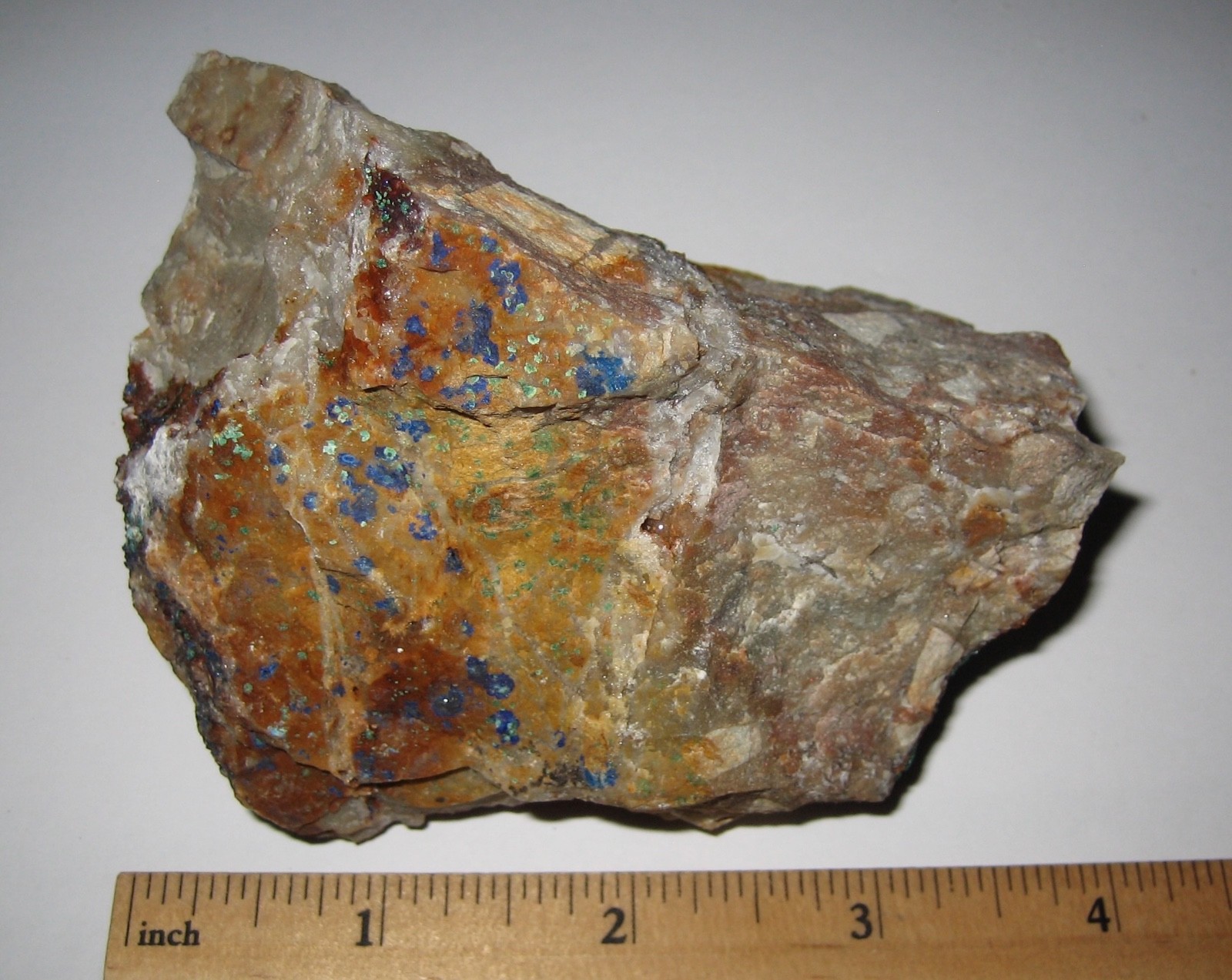 AZURITE & MALACHITE CRYSTAL CLUSTER ON 3.4″ x 2″ STONE MATRIX MOROCCO 396.8grams