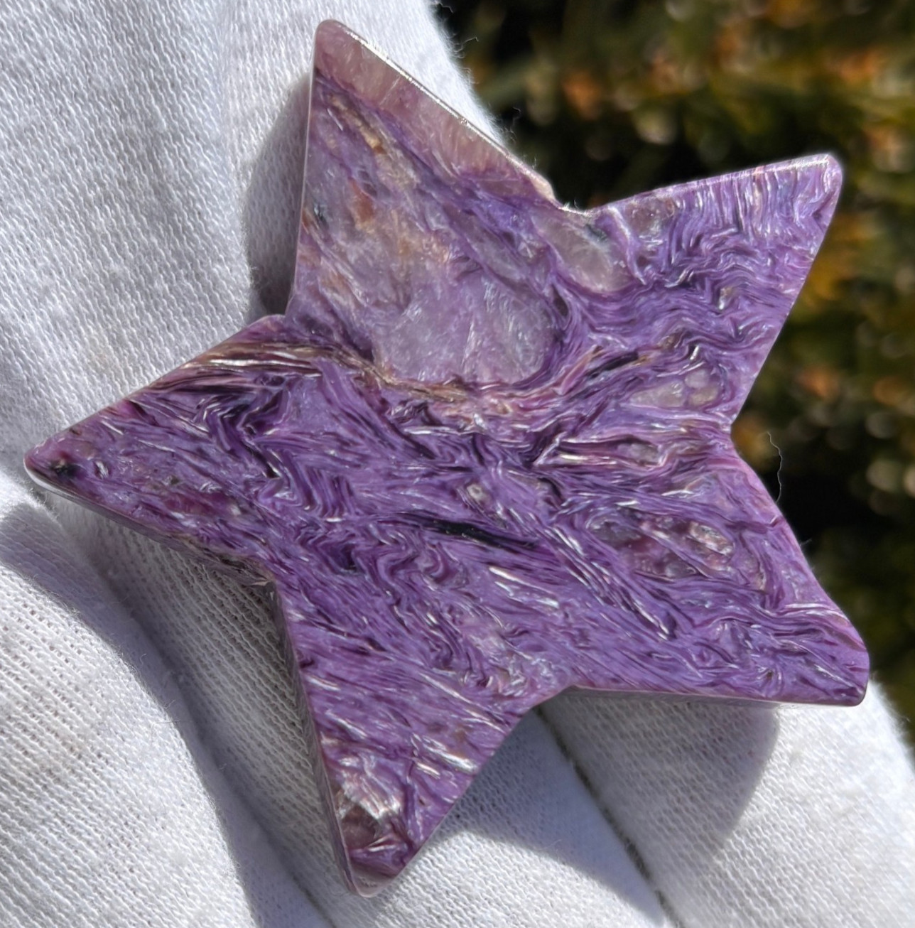 USA SALE 61g LOT 2 CHAROITE STARS STAR PALMSTONES PALMSTONE Palm Stone Stones