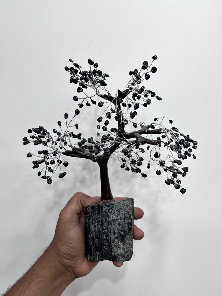 Black Tourmaline Tree on Cluster Rough Stone Home Decor Crystal Gift 8-10inches