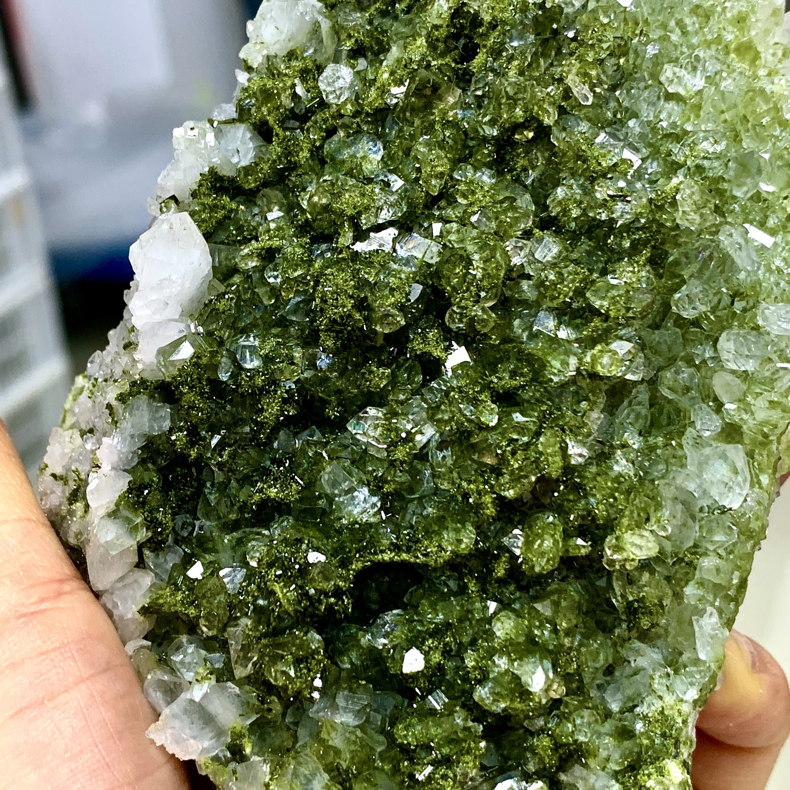 449G Natural green top-notch epidote quartz crystal minerals /Türkiye
