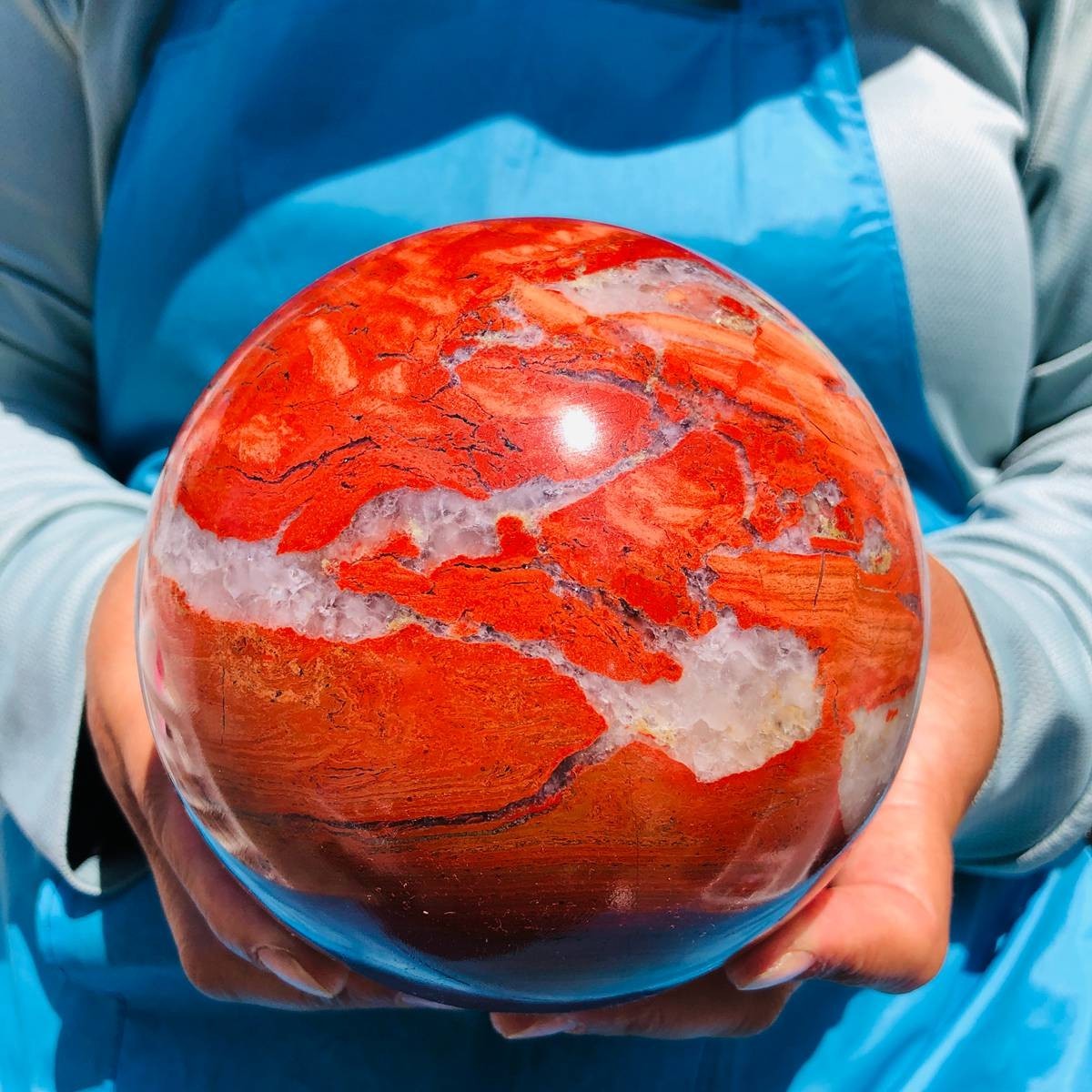 5.96LB Natural red jade ball quartz crystal ball, spiritual energy healing