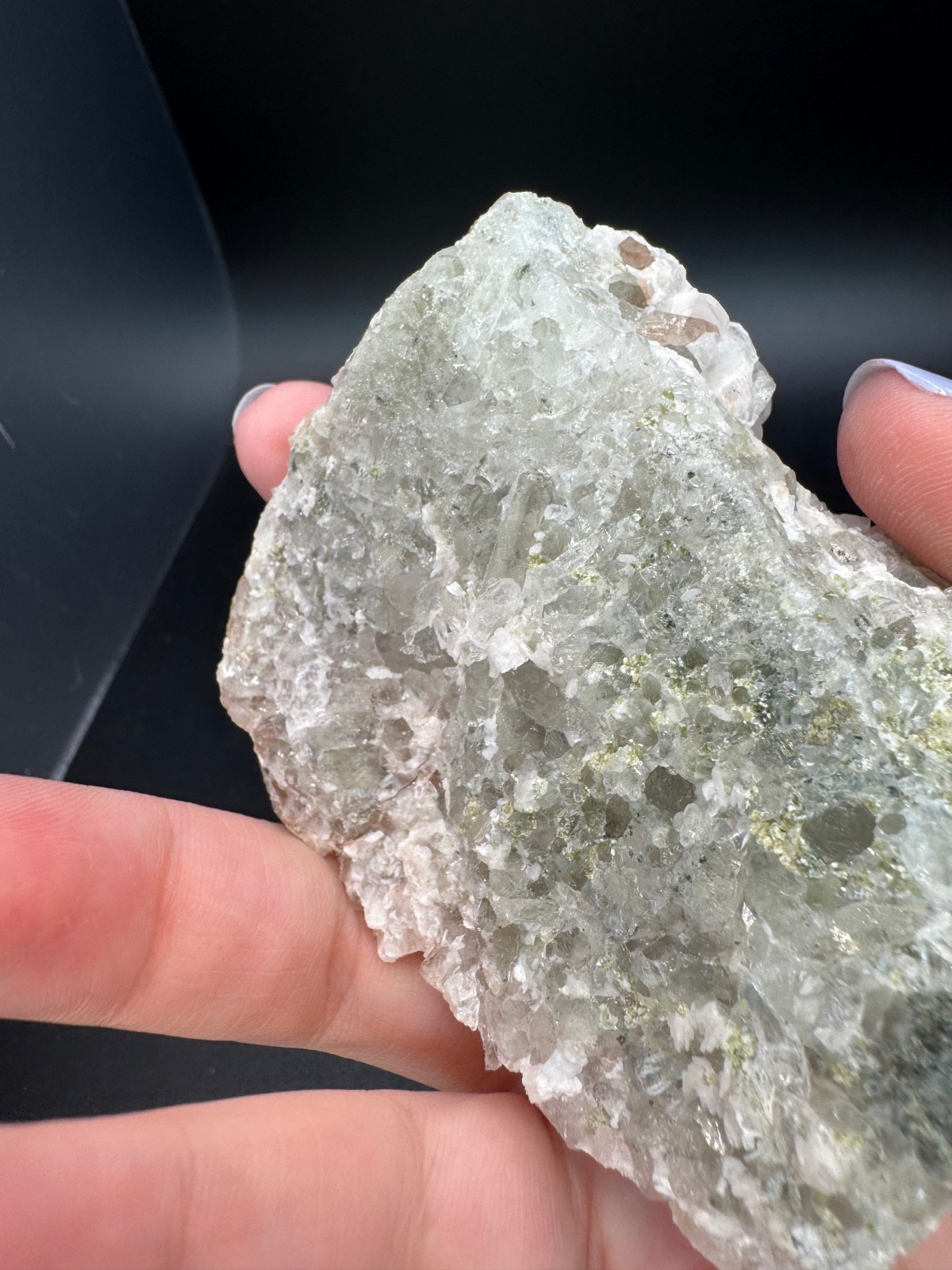 6342 Pink Petal Coin Calcite with Green Mica and FABULOUS UV 140g Fu Jian