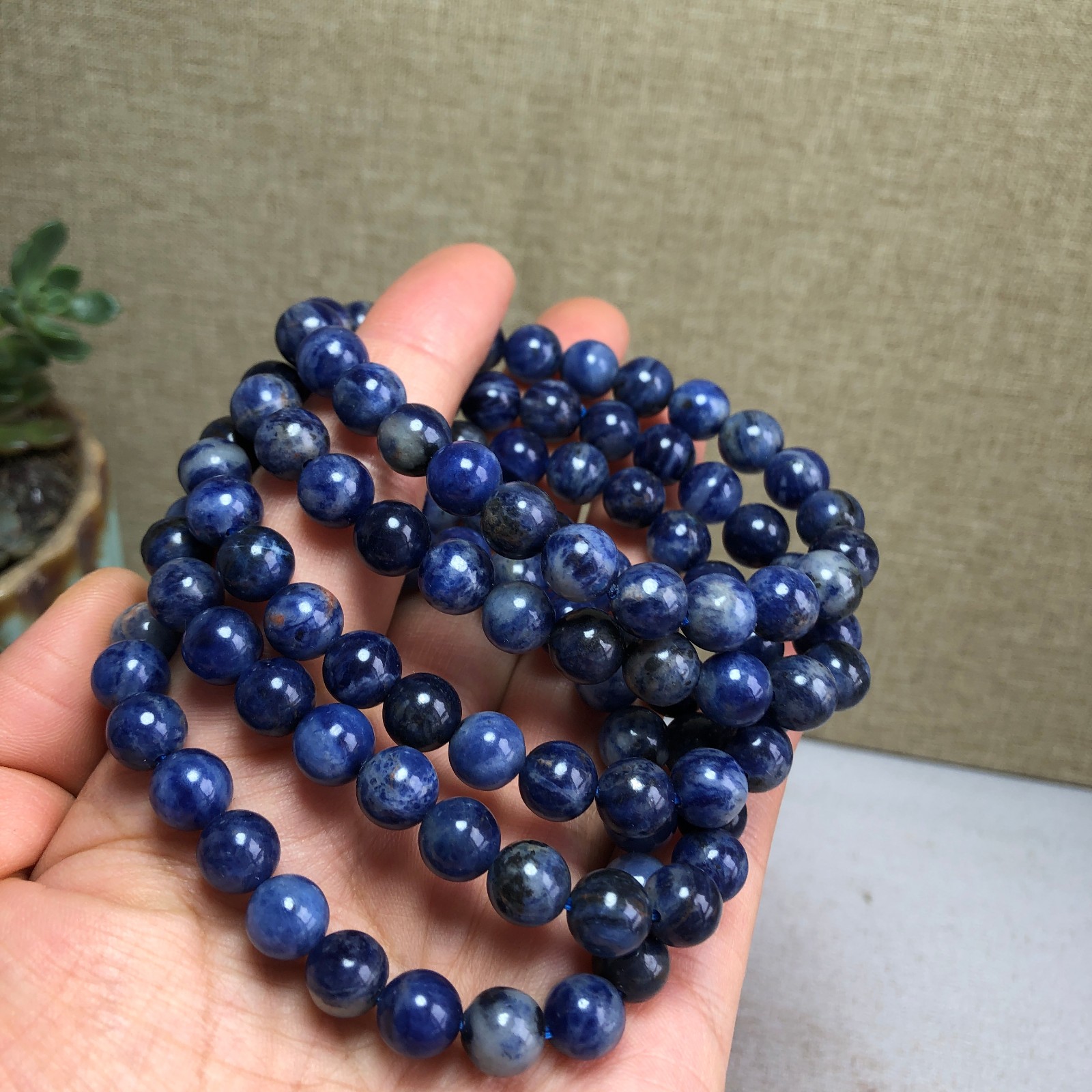 5Pcs Natural Polish Blue sodalite stone bracelets ball sphere 8mm A6168