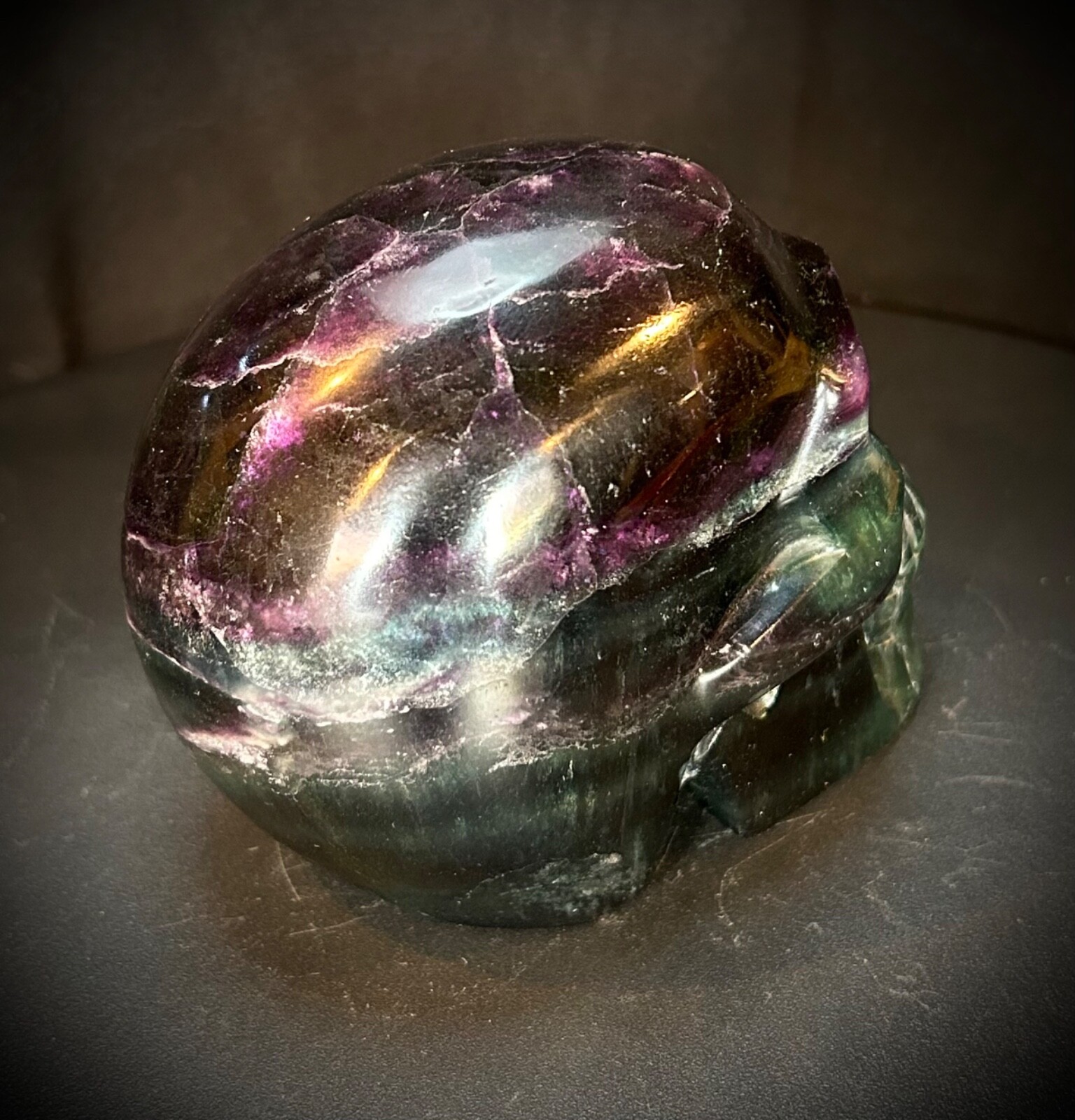 4.5″ Fancy Rainbow Fluorite Skull 2lb 11.8oz