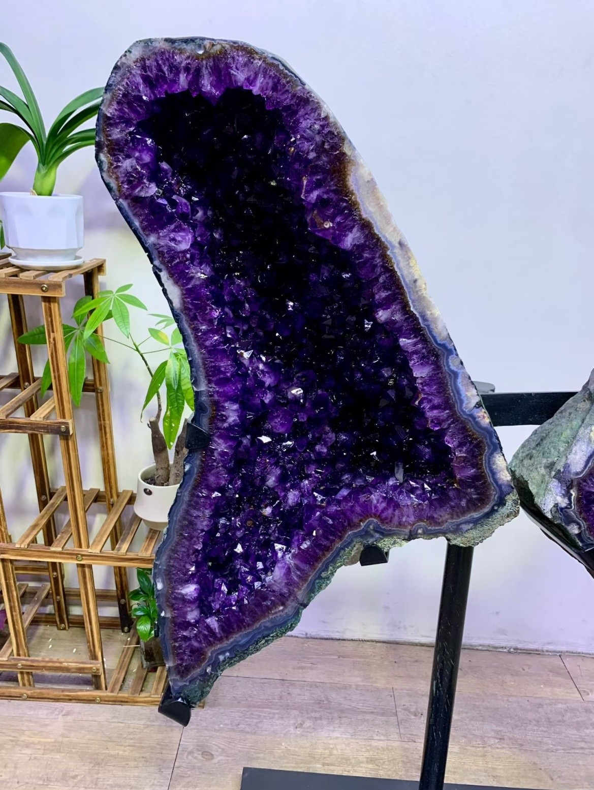 220LB Natural Raw Amethyst Cave, Butterfly Cave Crystal Specimen Decor + Stand