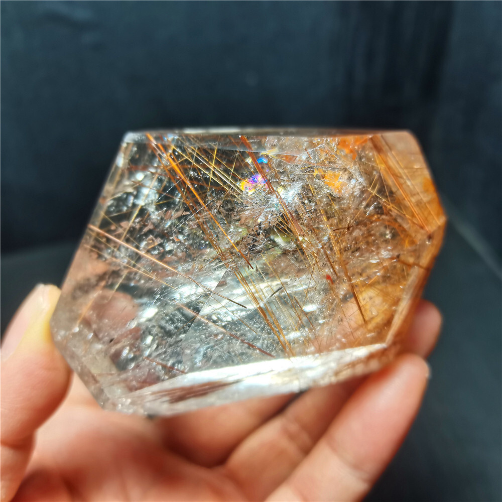 Rare Clear Golden Rutilated Inclusions Stone Gold Needles Stone specimen CY07