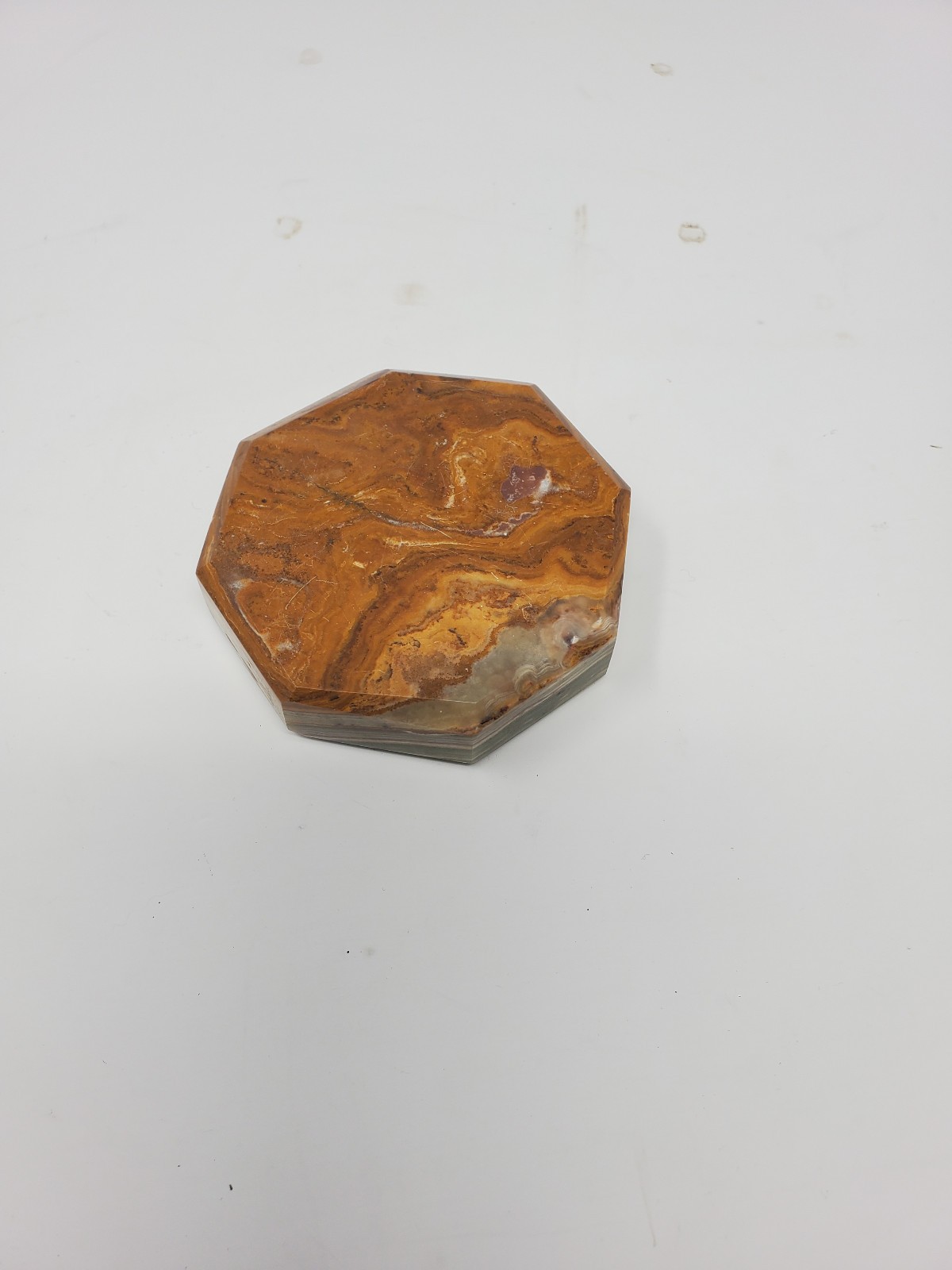 MULTICOLOUR Stone 14 Sided Paper Wieght And Stone Octagon Coaster 2 pc