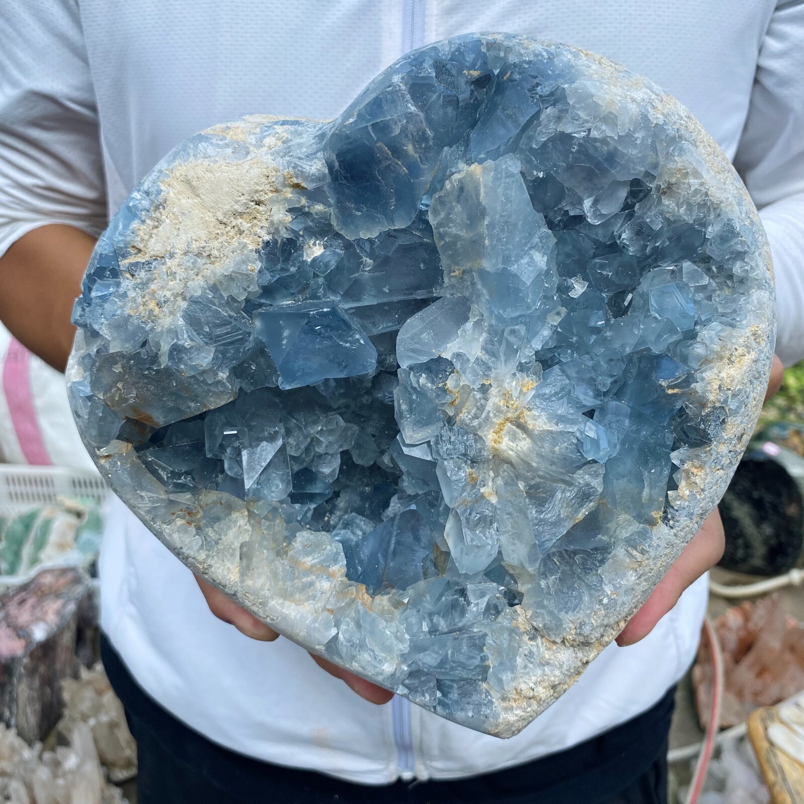 14.4lb natural blue celestite geode quartz crystal mineral specimen healing