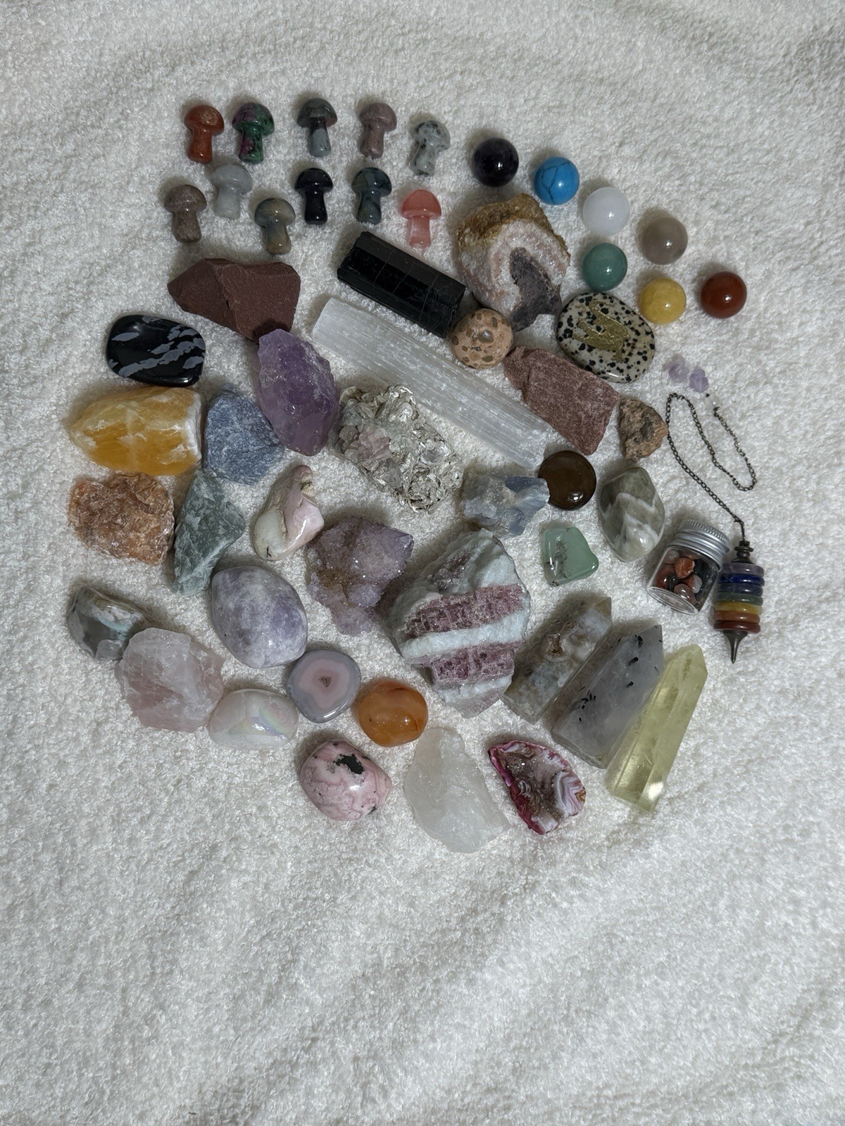 50+ Crystal Lot- Agate Geode, Aura Quartz, Pink Tourmaline, Pink Opal & More!