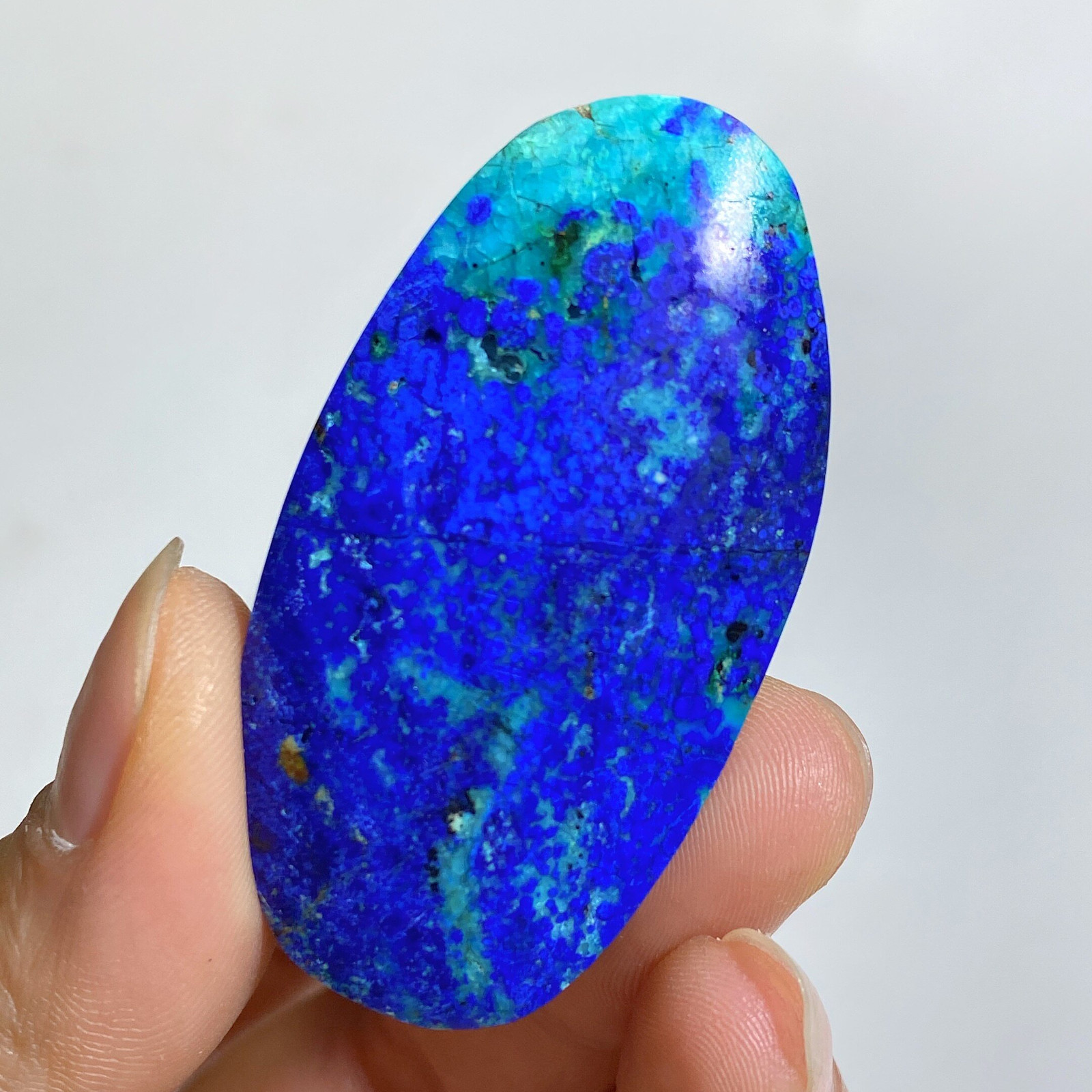 Natural Azurite Malachite Polished Palmstone Cabochon 38g 52mm