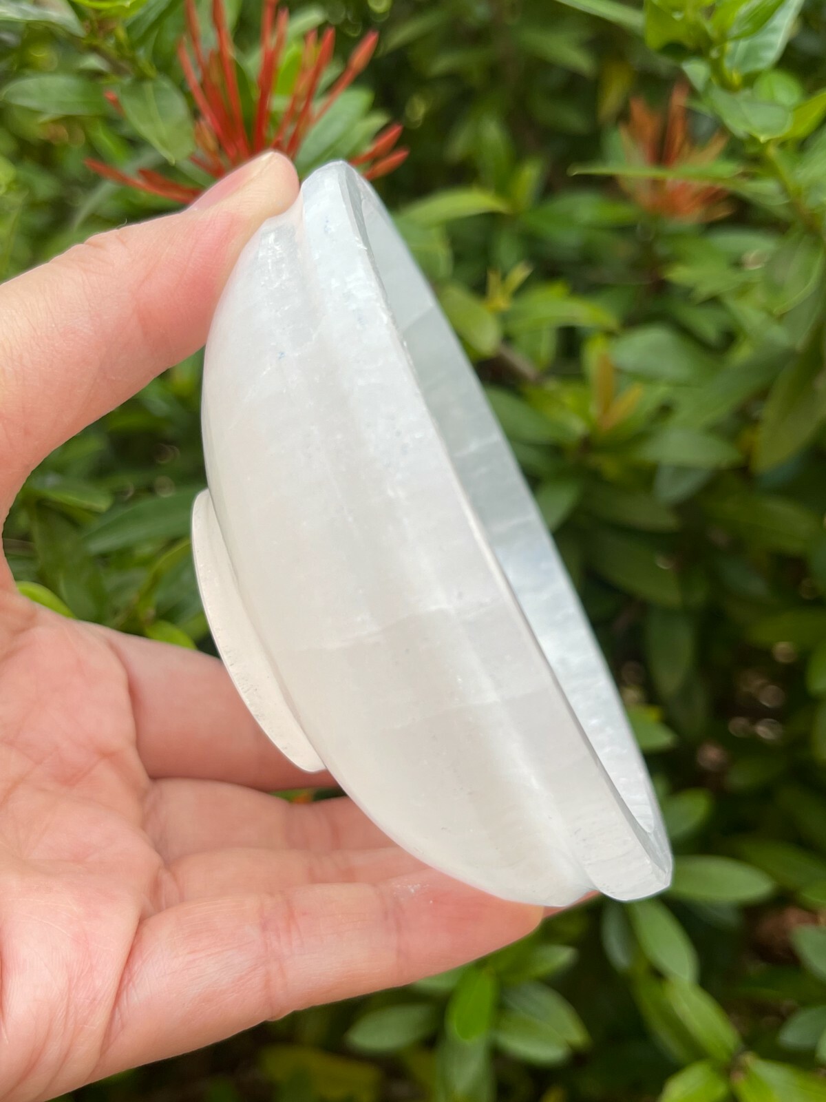 4″ Diameter SELENITE Crystal Polished Charging Bowl With Curves and Pedestal