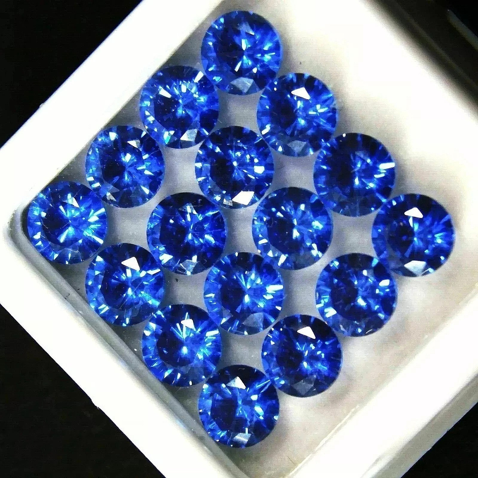 6.55 Carat Round Cut Blue Sapphire Lot 16 Pcs Matching Pair Loose Gemstones
