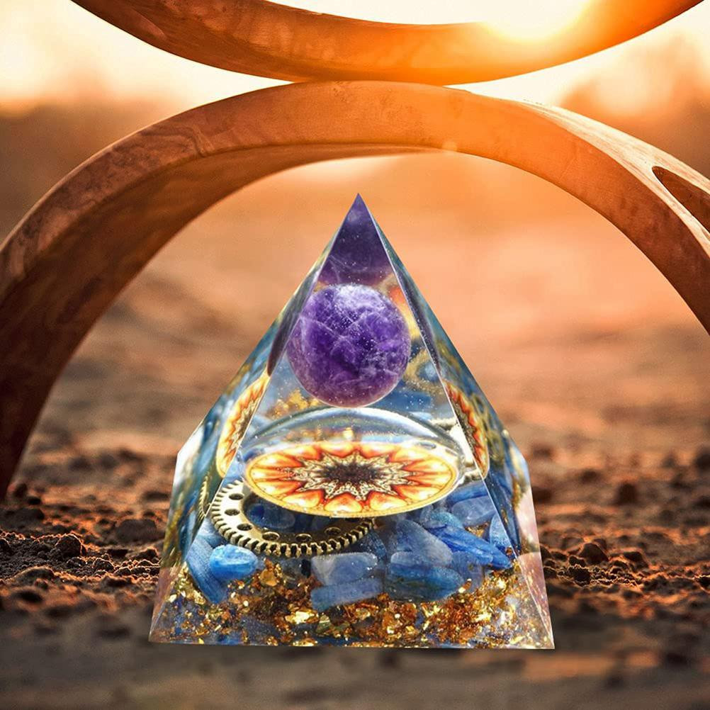 Amethyst Orgonite Pyramid Heal Obsidian Chakra Crystal Stone Energy Orgone Gifts