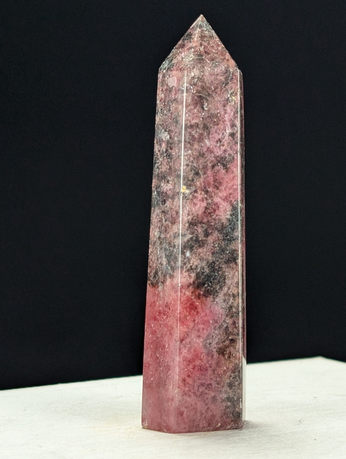 Rhodonite Tower Pink Crystal Gemstone Point Chakra Wand