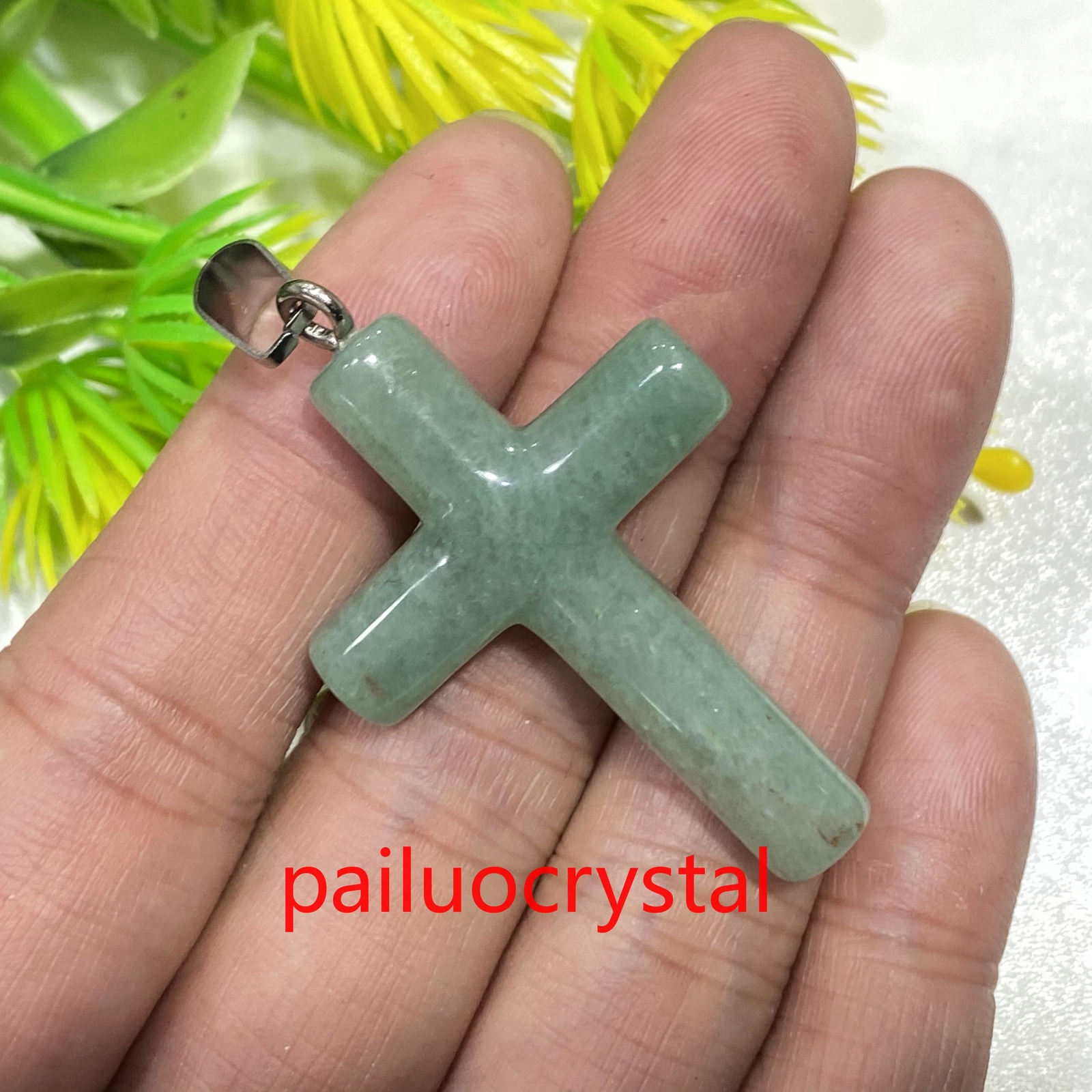 1.8″ Natural Aventurine Cross Quartz Crystal Skull Carved Pendant Healing 1pc