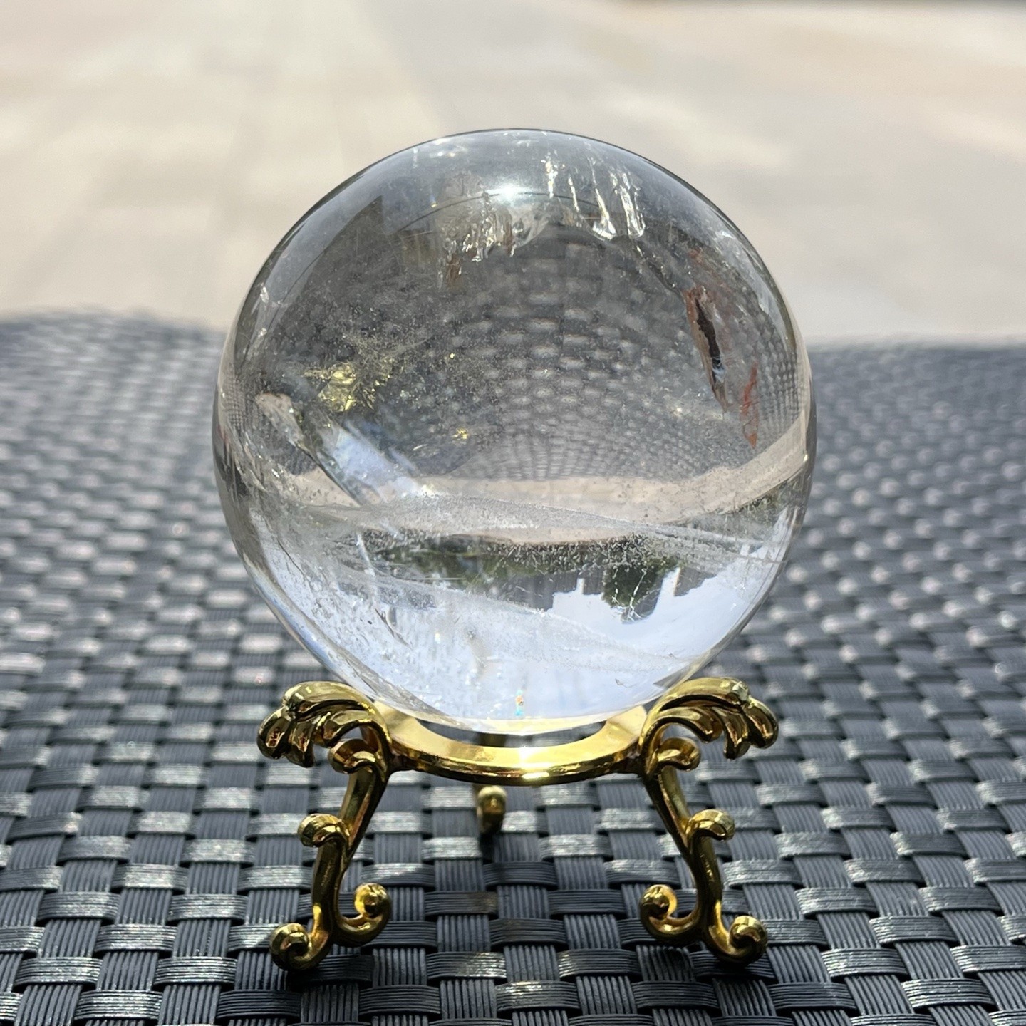 Natural Transparent Clear Quartz Sphere Big Rainbow Flash Crystal Specimen