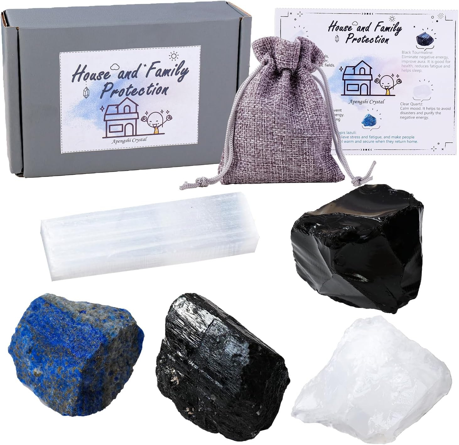 Protection Crystal Stone Set for House and Family Protection Set of 5 Pieces …