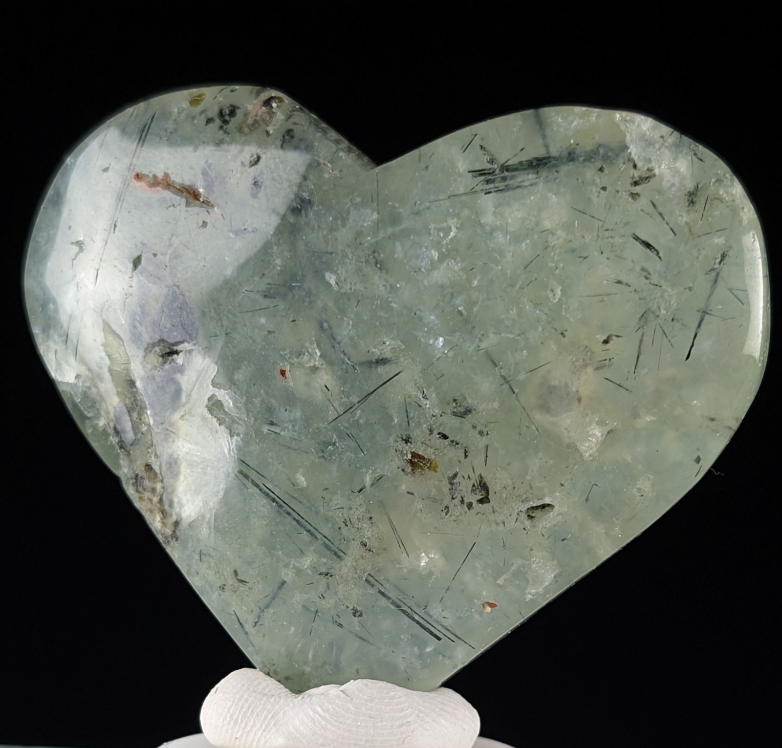 Prehnite Heart Carving Crystal Gemstone Chakra Reiki Rock