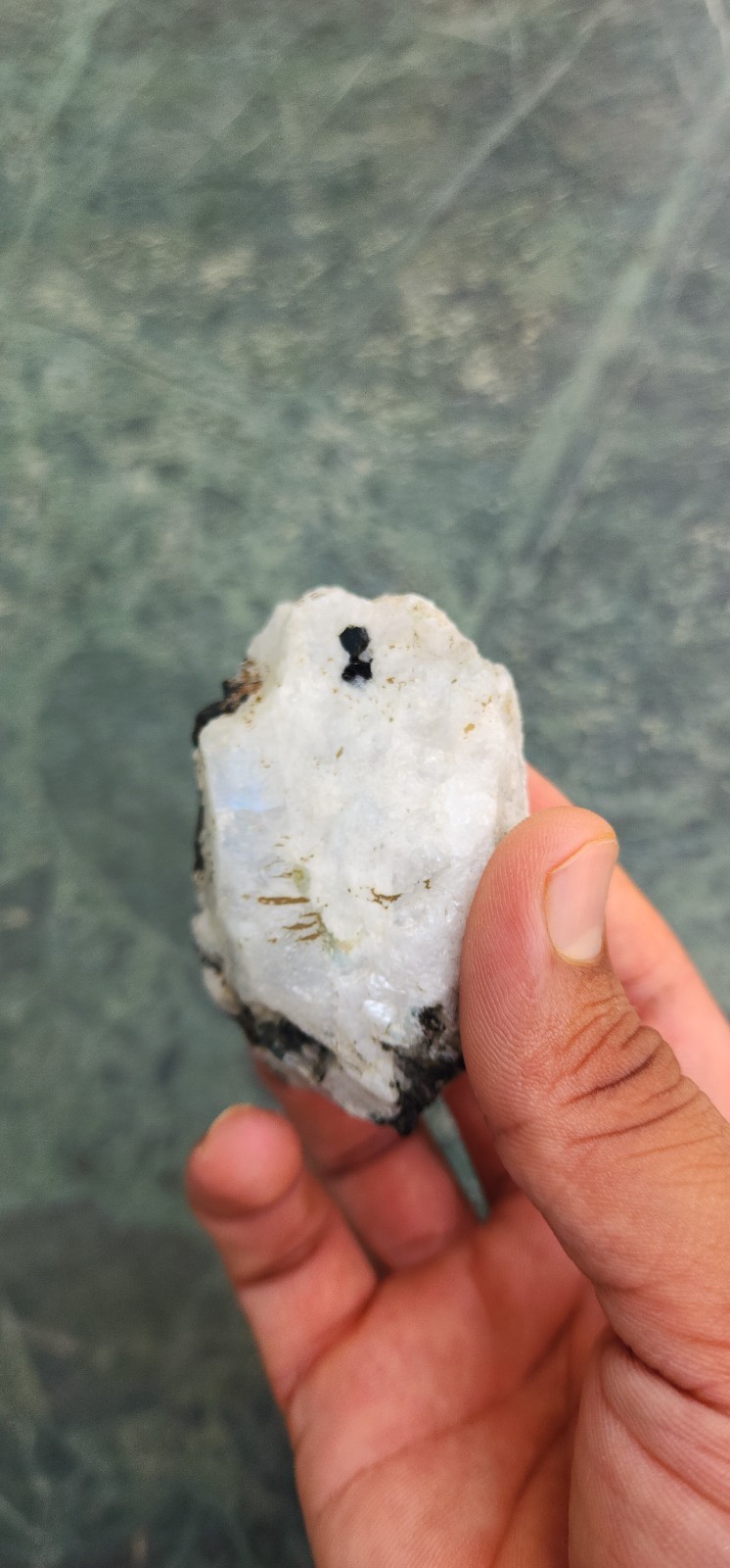 Natural AAA Full Flashy Indian Rainbow Moonstone Raw Specimen One Side Polish