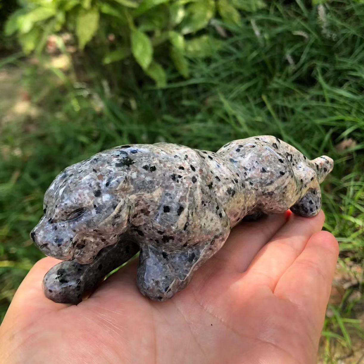 Natural Fire Golem Quartz Hand Caved leopard Skull Crystal reiki Healing 1pc
