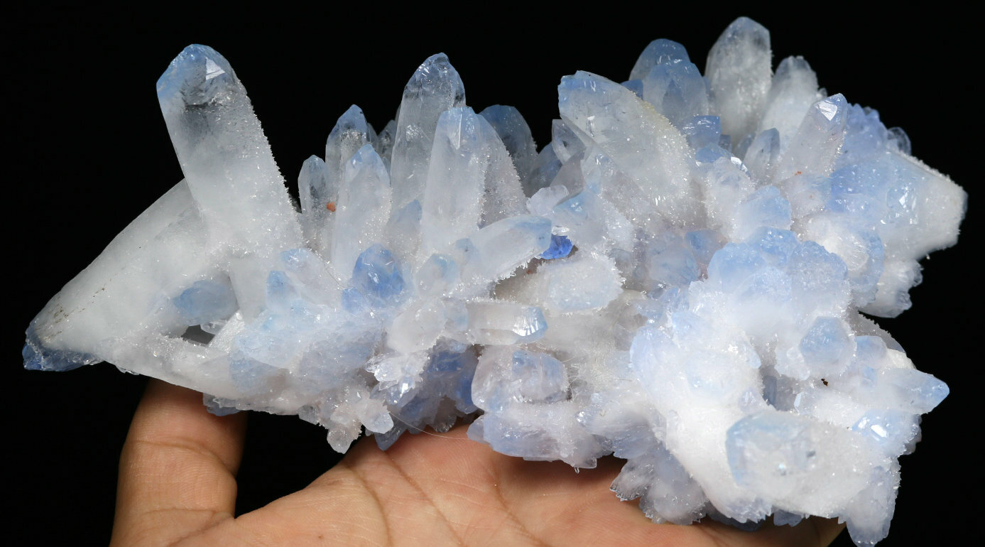 1.72lb Rare Beatiful Blue Tibetan Ghost phantom Quartz Crystal Cluster Specimen