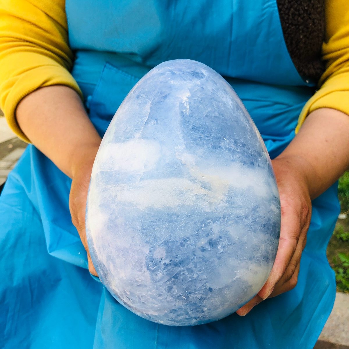 8.2LB Natural blue celestite POLISHED egg shape Quartz Crystal healing decor