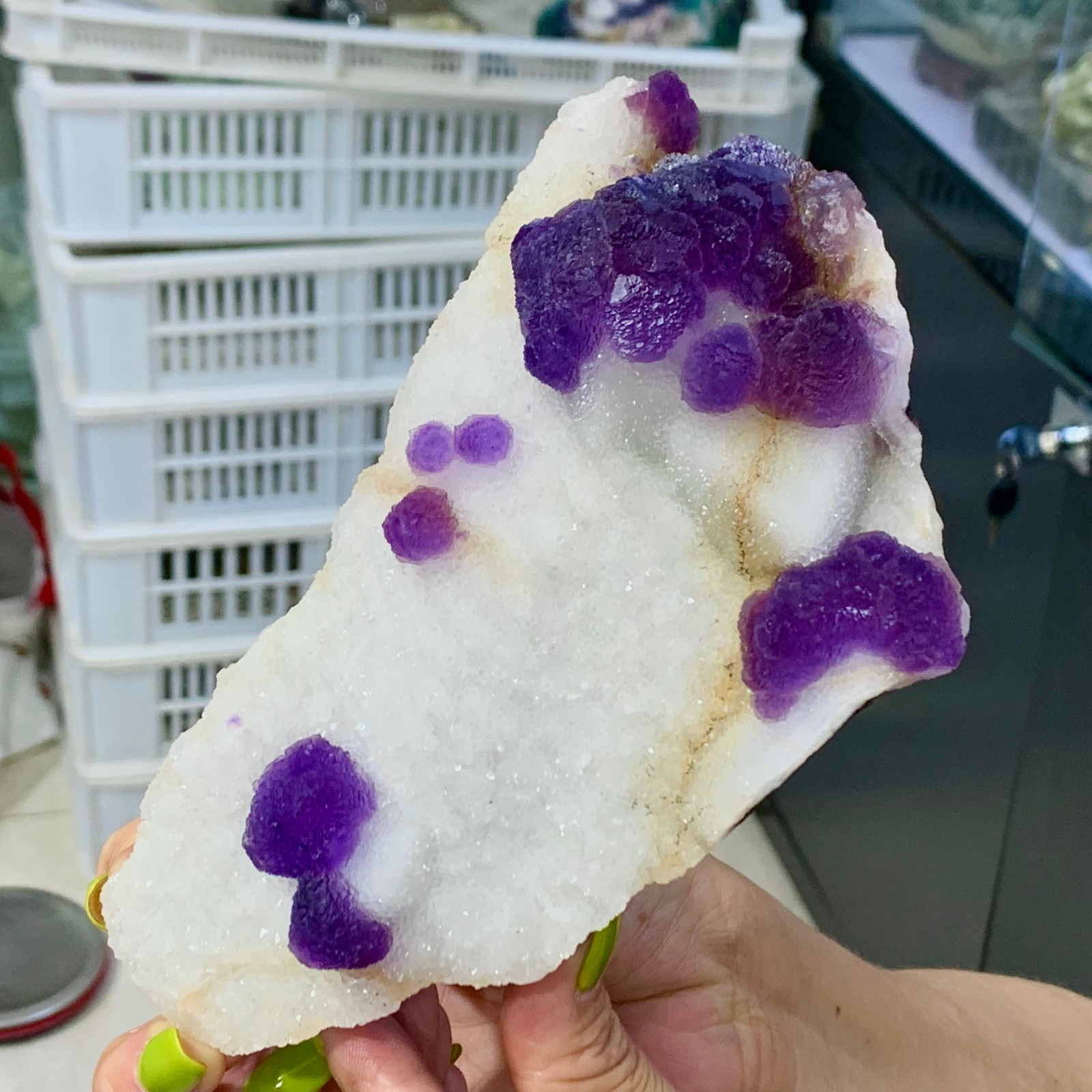 1.68LB Natural Purple fluorite spherical mineral crystal sample/Chengde, Hebei